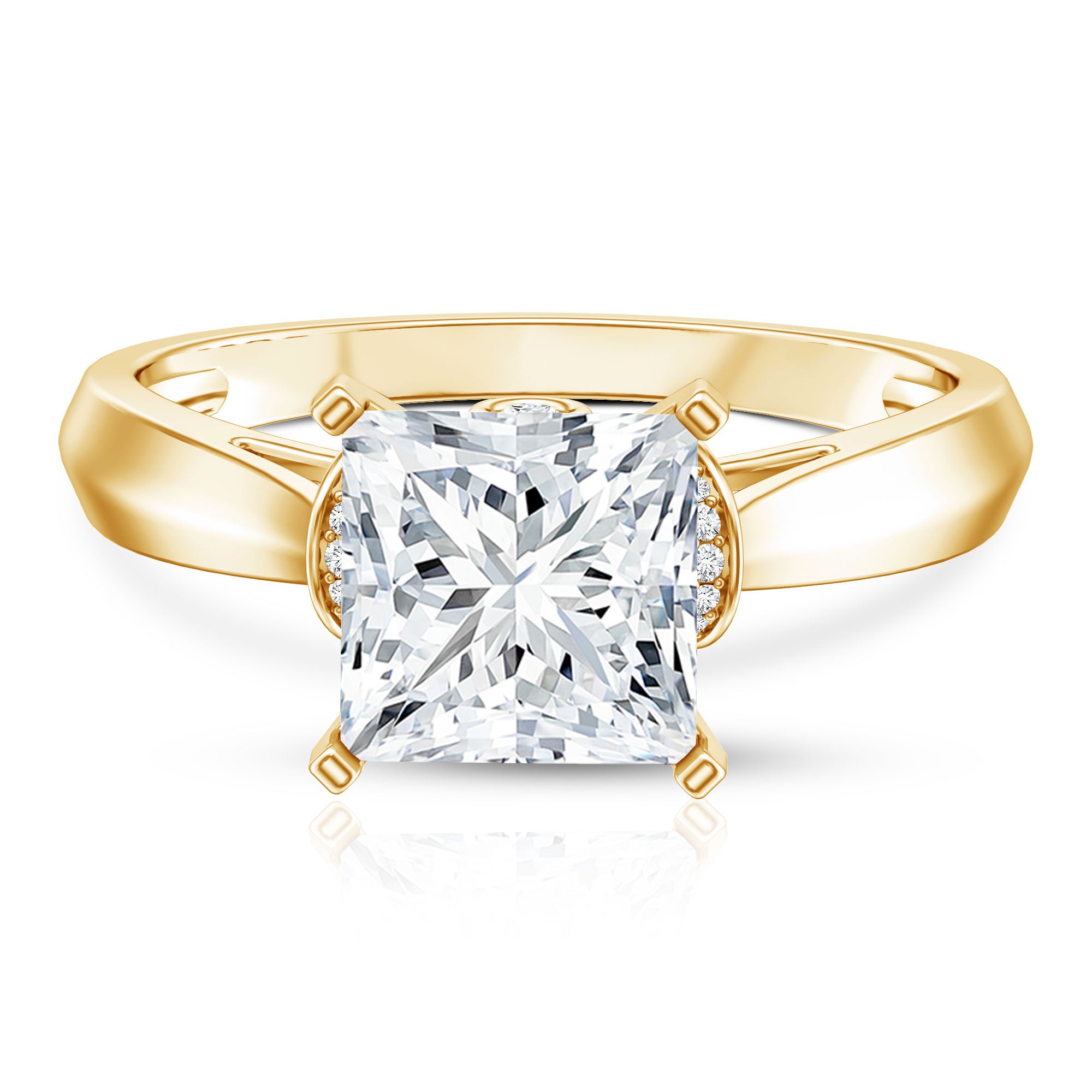 Solitaire 3 Carat Lab Grown Diamond Princess Cut Engagement Ring IGI Certified Lab - ( E-VS1 ) - Rosec Jewels