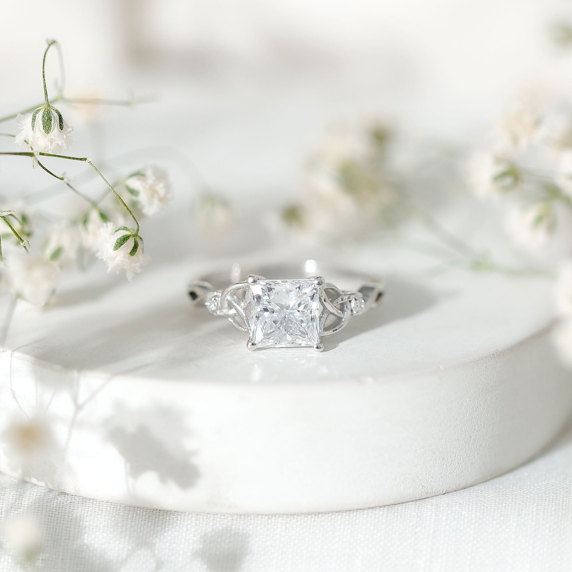 Princess Cut 2 Carat Lab Grown Diamond Celtic Engagement Ring with IGI Certificate Lab - ( E-VS1 ) - Rosec Jewels