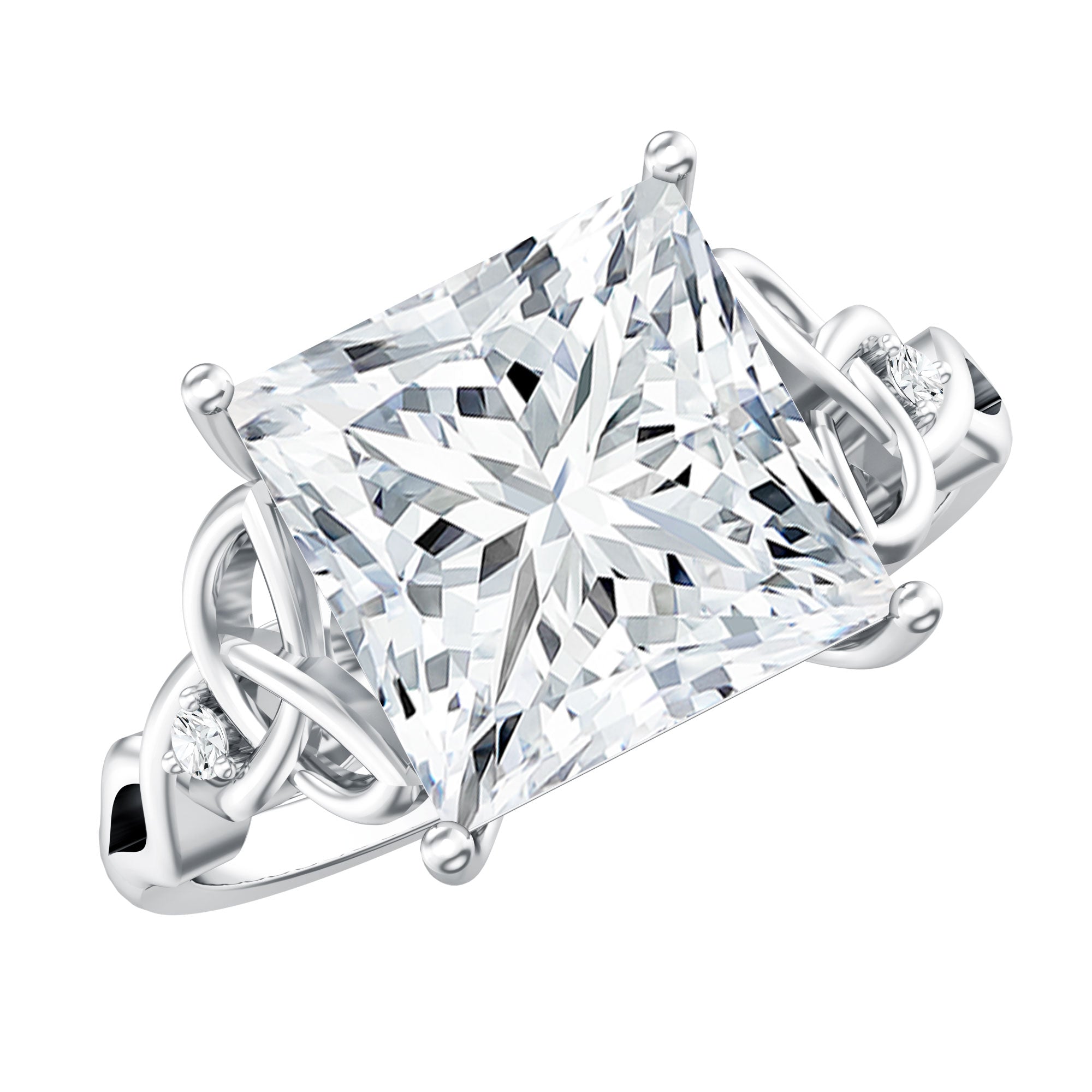 5 Carat Princess Cut Lab Grown Diamond Celtic Design Engagement Ring IGI Certified Lab - ( E-VS1 ) - Rosec Jewels
