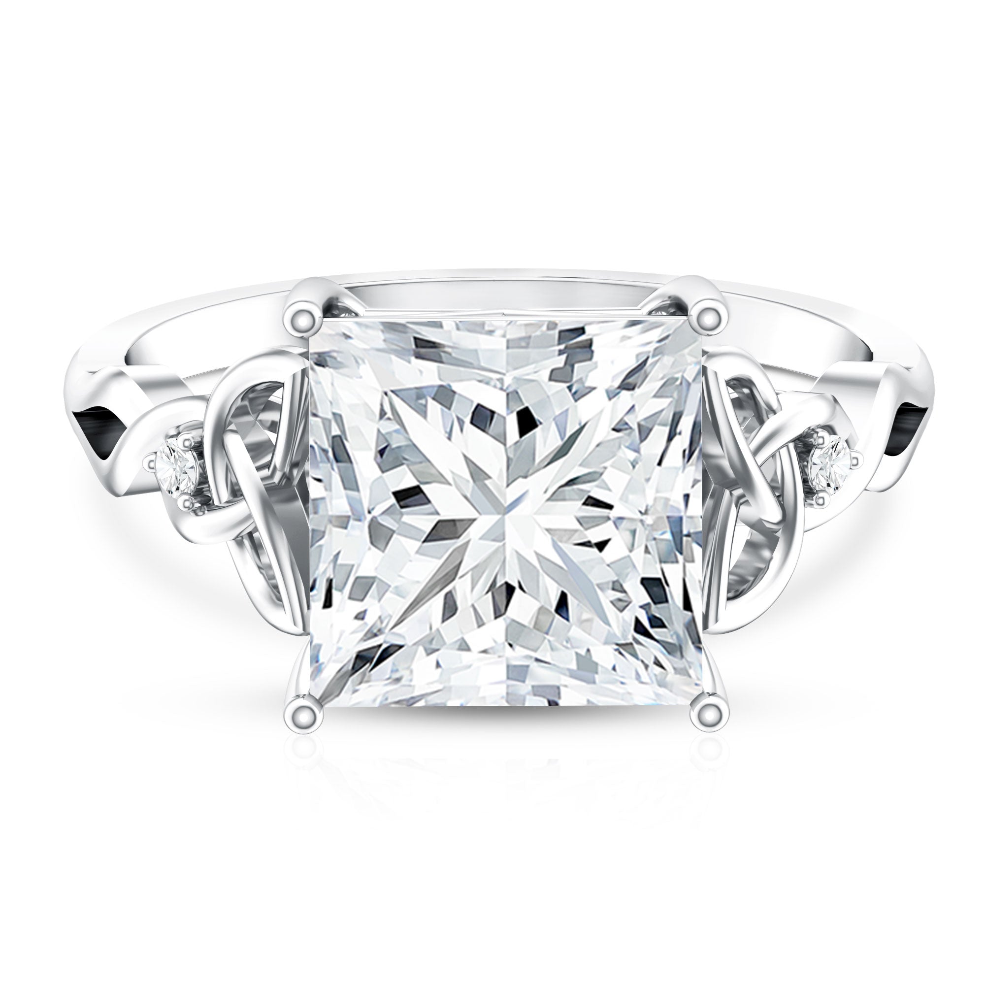 5 Carat Princess Cut Lab Grown Diamond Celtic Design Engagement Ring IGI Certified Lab - ( E-VS1 ) - Rosec Jewels