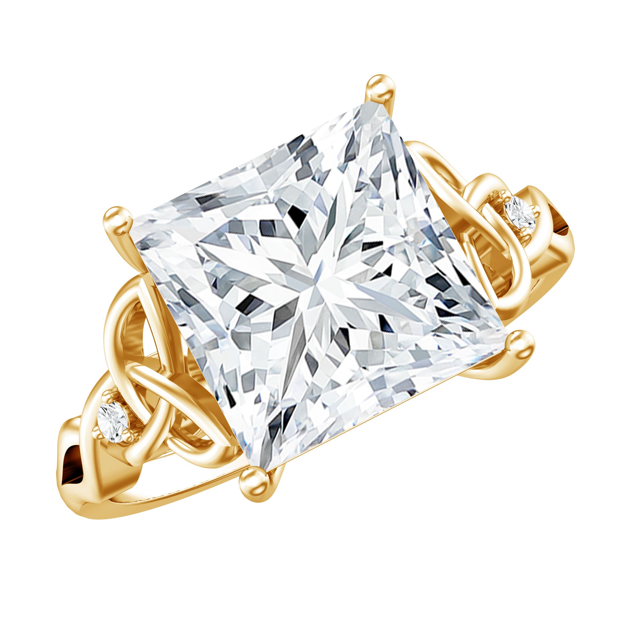 5 Carat Princess Cut Lab Grown Diamond Celtic Design Engagement Ring IGI Certified Lab - ( E-VS1 ) - Rosec Jewels