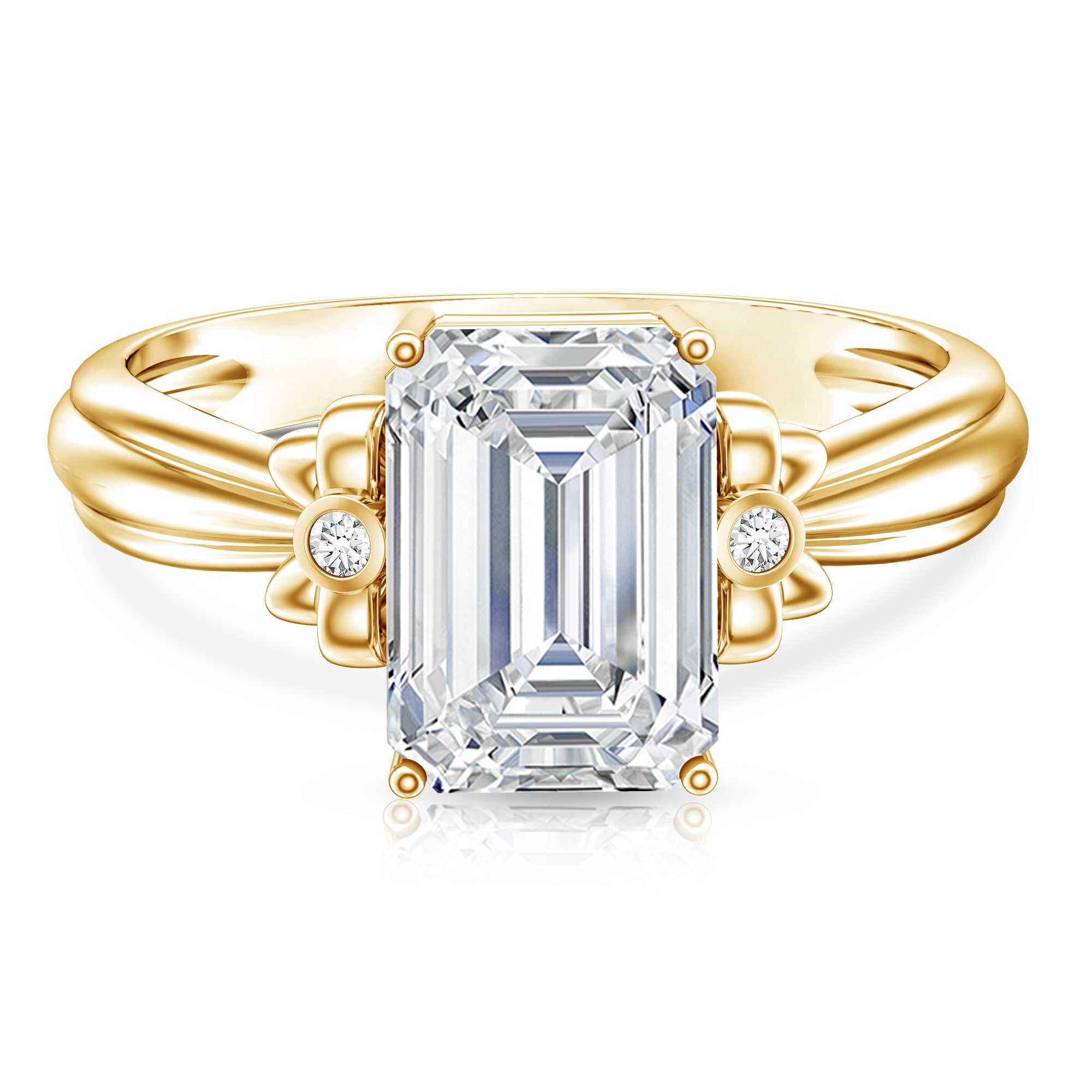 Emerald Cut Lab Grown Diamond 3 Carat Engagement Ring IGI Certified Lab - ( E-VS1 ) - Rosec Jewels