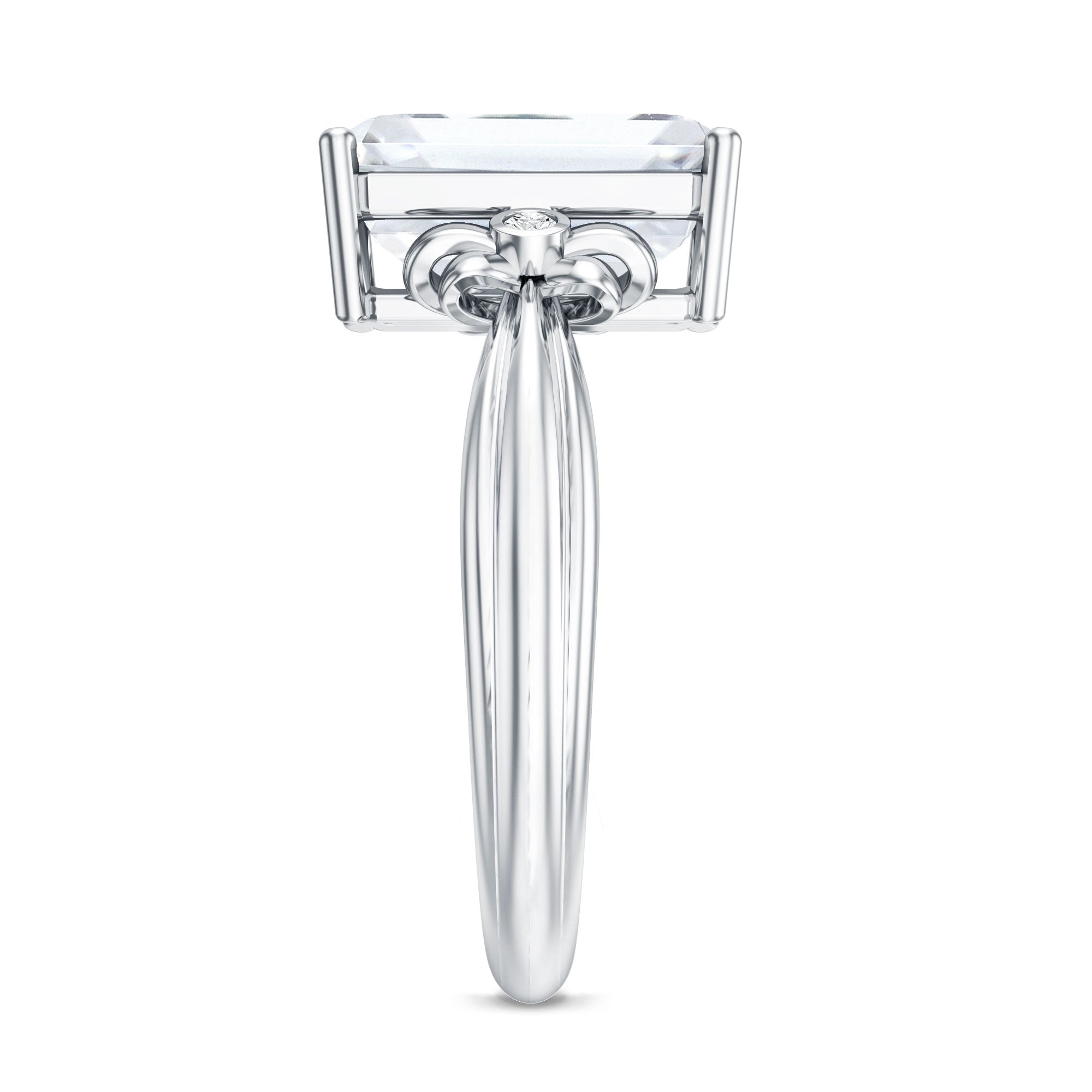 IGI Certified 4 Carat Emerald Cut Lab Grown Diamond Solitaire Engagement Ring with Bow Lab - ( E-VS1 ) - Rosec Jewels
