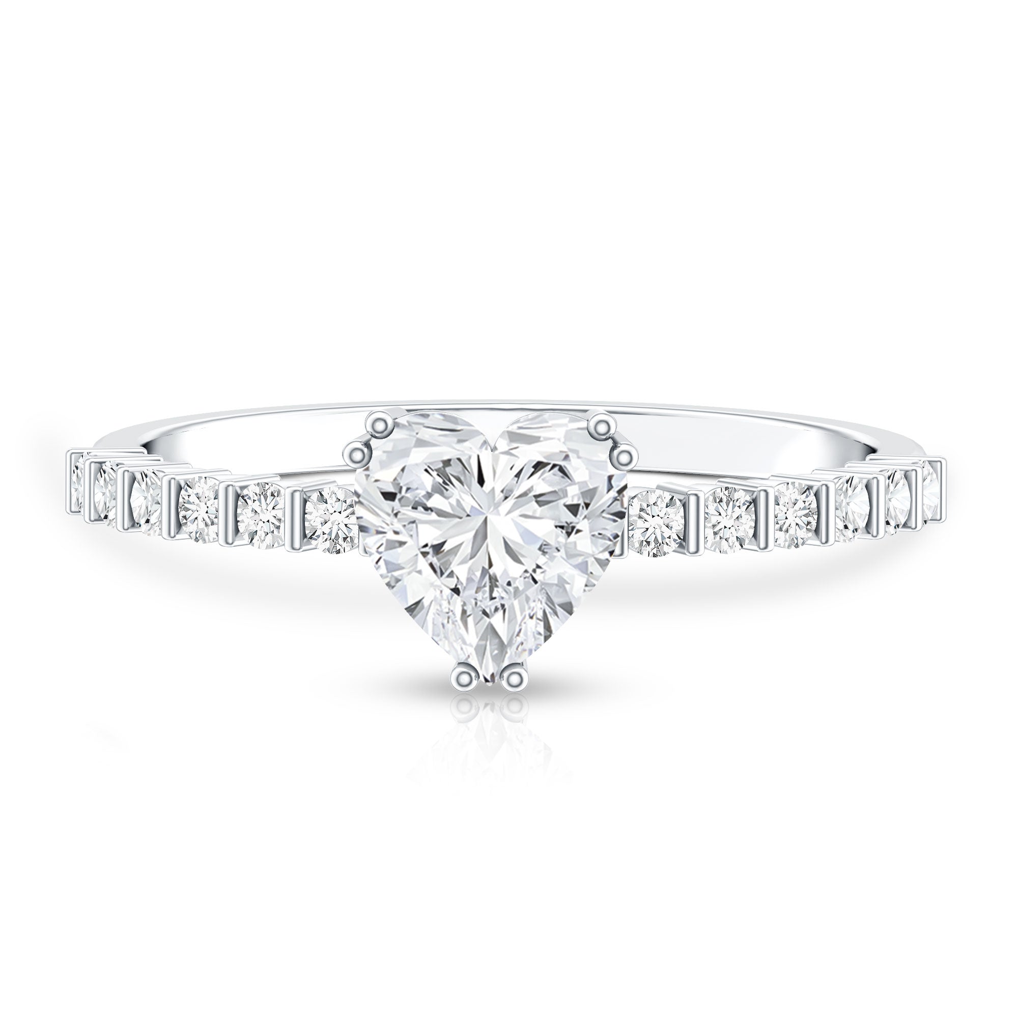 IGI Certified Lab Grown Diamond 1 Carat Heart Engagement Ring for Women Lab - ( E-VS1 ) - Rosec Jewels