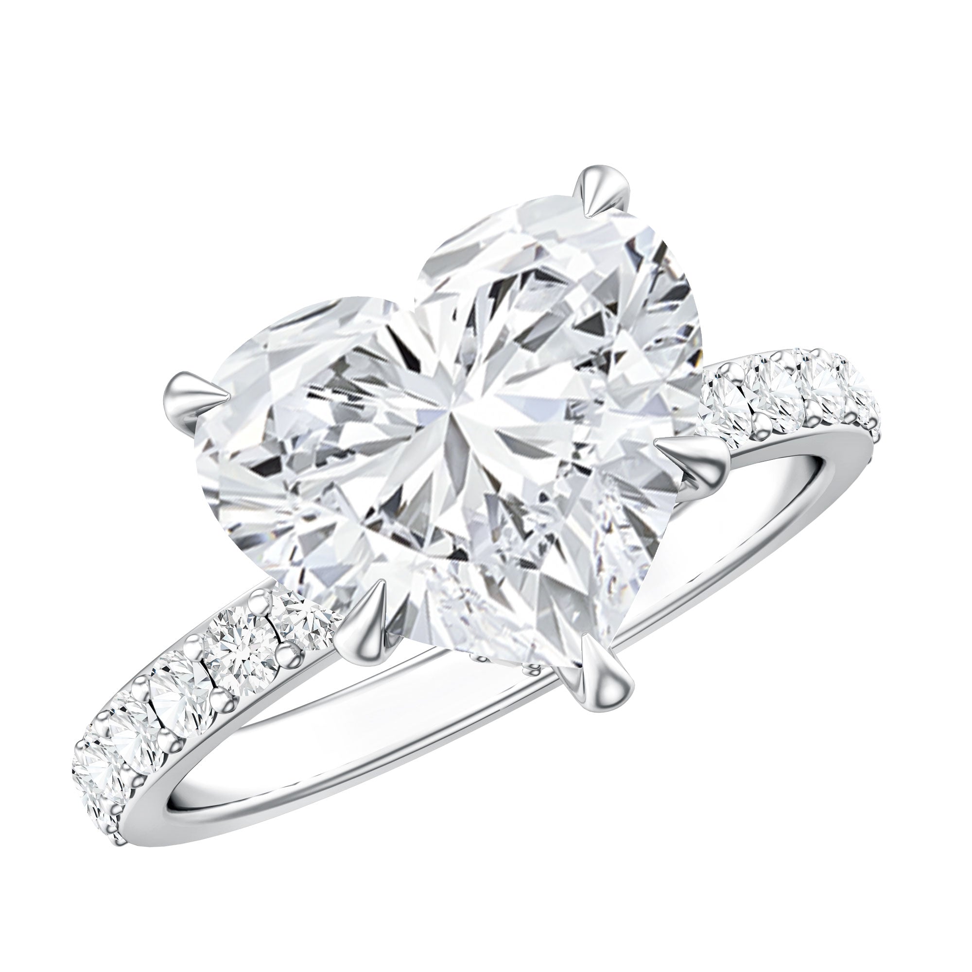 IGI Certified 4 Carat Lab Grown Diamond Heart Engagement Ring for Women Lab - ( E-VS1 ) - Rosec Jewels