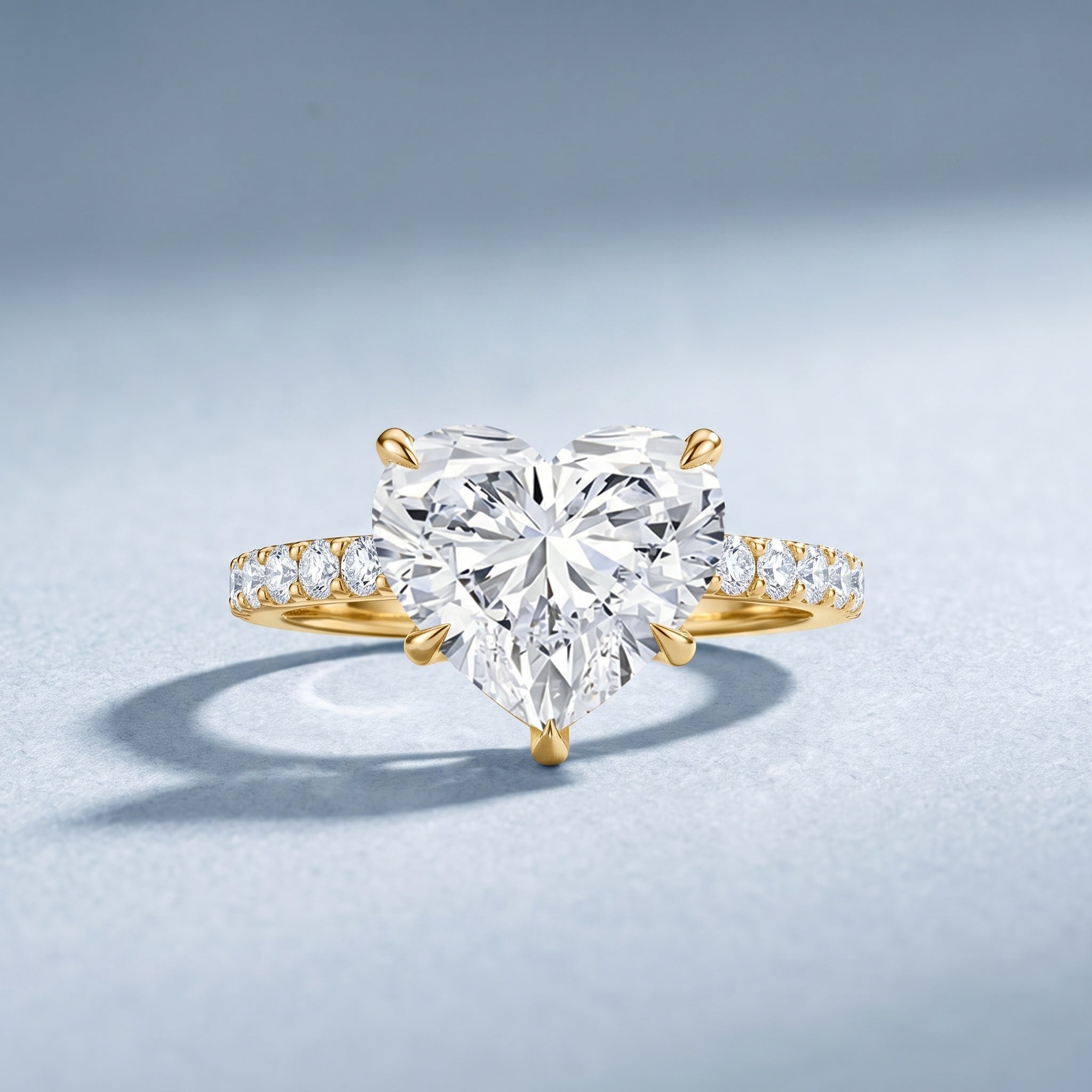 IGI Certified 4 Carat Lab Grown Diamond Heart Engagement Ring for Women Lab - ( E-VS1 ) - Rosec Jewels