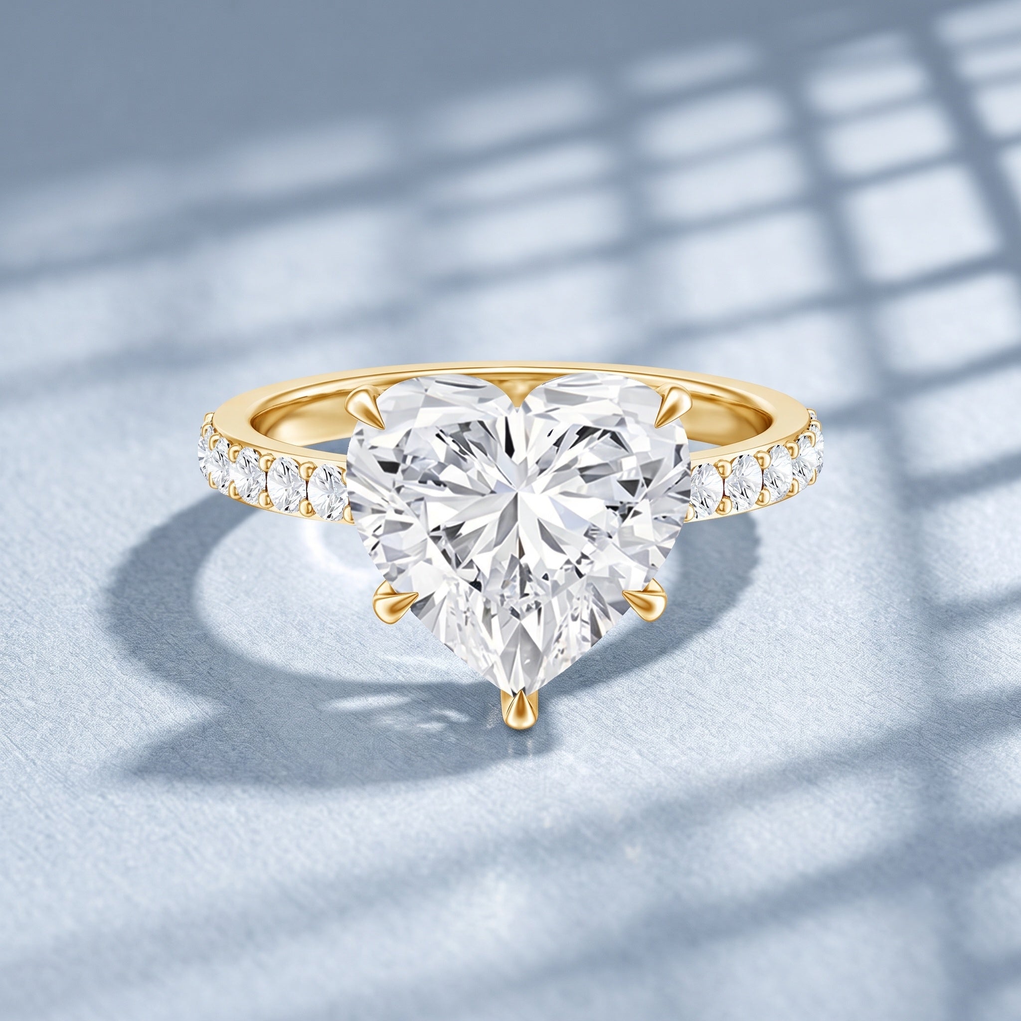 Solitaire Heart Engagement Ring with 5 Carat IGI Certified Lab Grown Diamond Lab - ( E-VS1 ) - Rosec Jewels