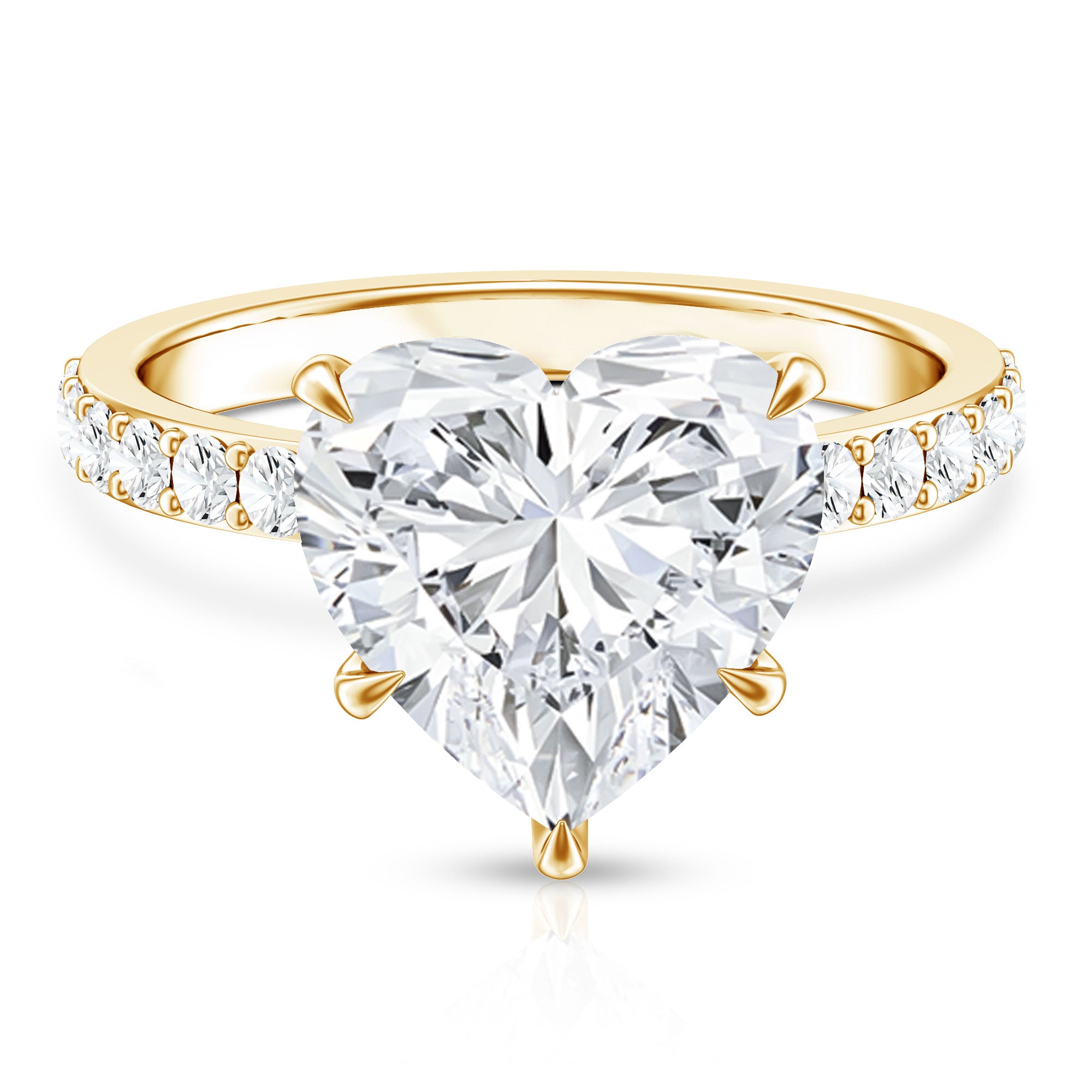 Solitaire Heart Engagement Ring with 5 Carat IGI Certified Lab Grown Diamond Lab - ( E-VS1 ) - Rosec Jewels