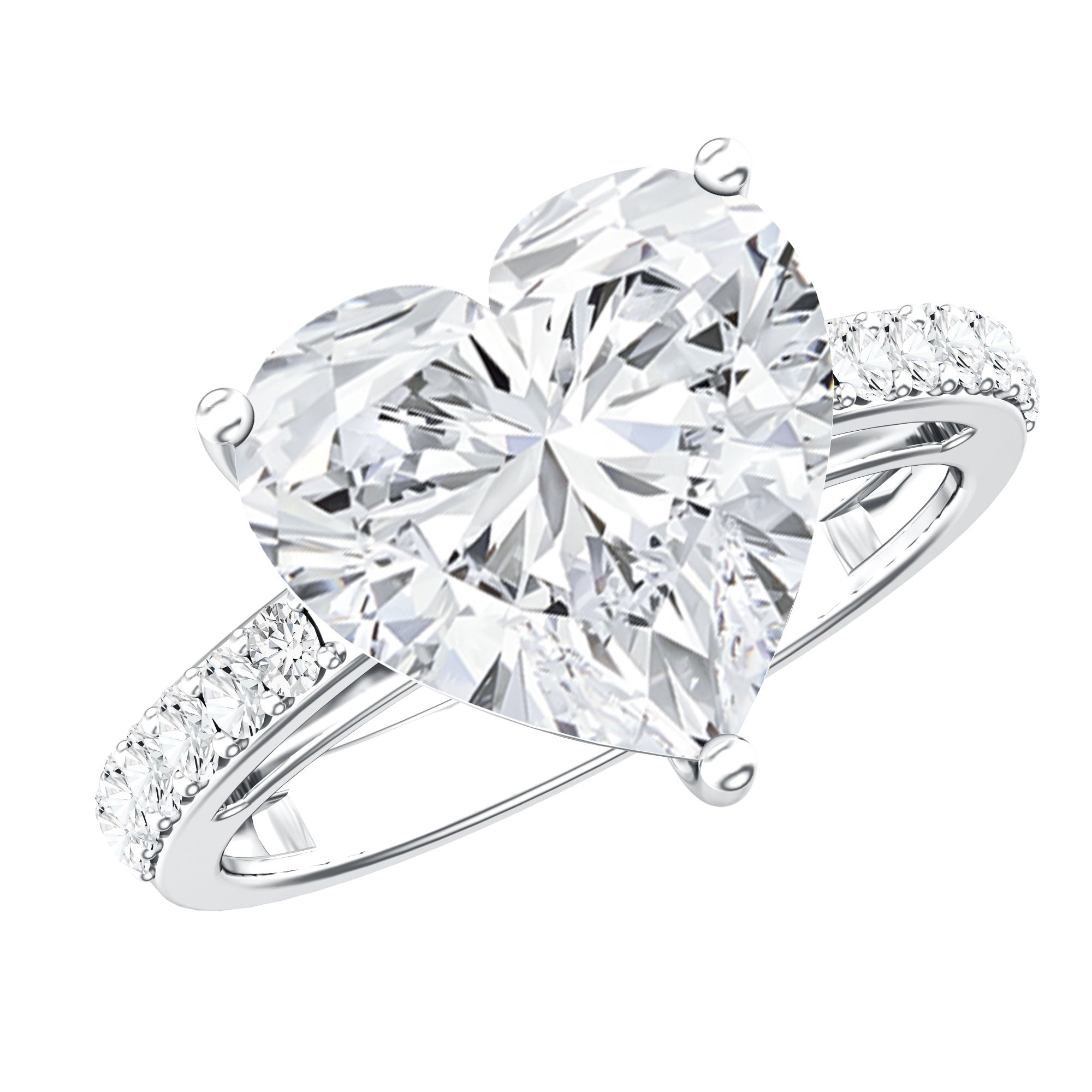 Big 5 Carat Lab Grown Diamond Heart Shaped Engagement Ring with IGI Certificate Lab - ( E-VS1 ) - Rosec Jewels
