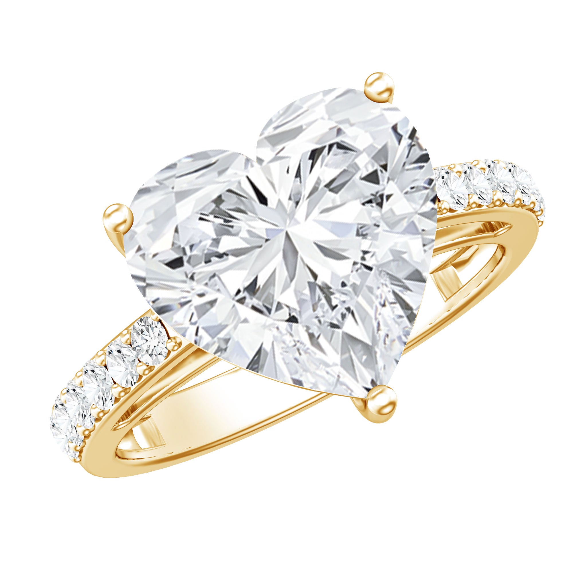 Big 5 Carat Lab Grown Diamond Heart Shaped Engagement Ring with IGI Certificate Lab - ( E-VS1 ) - Rosec Jewels