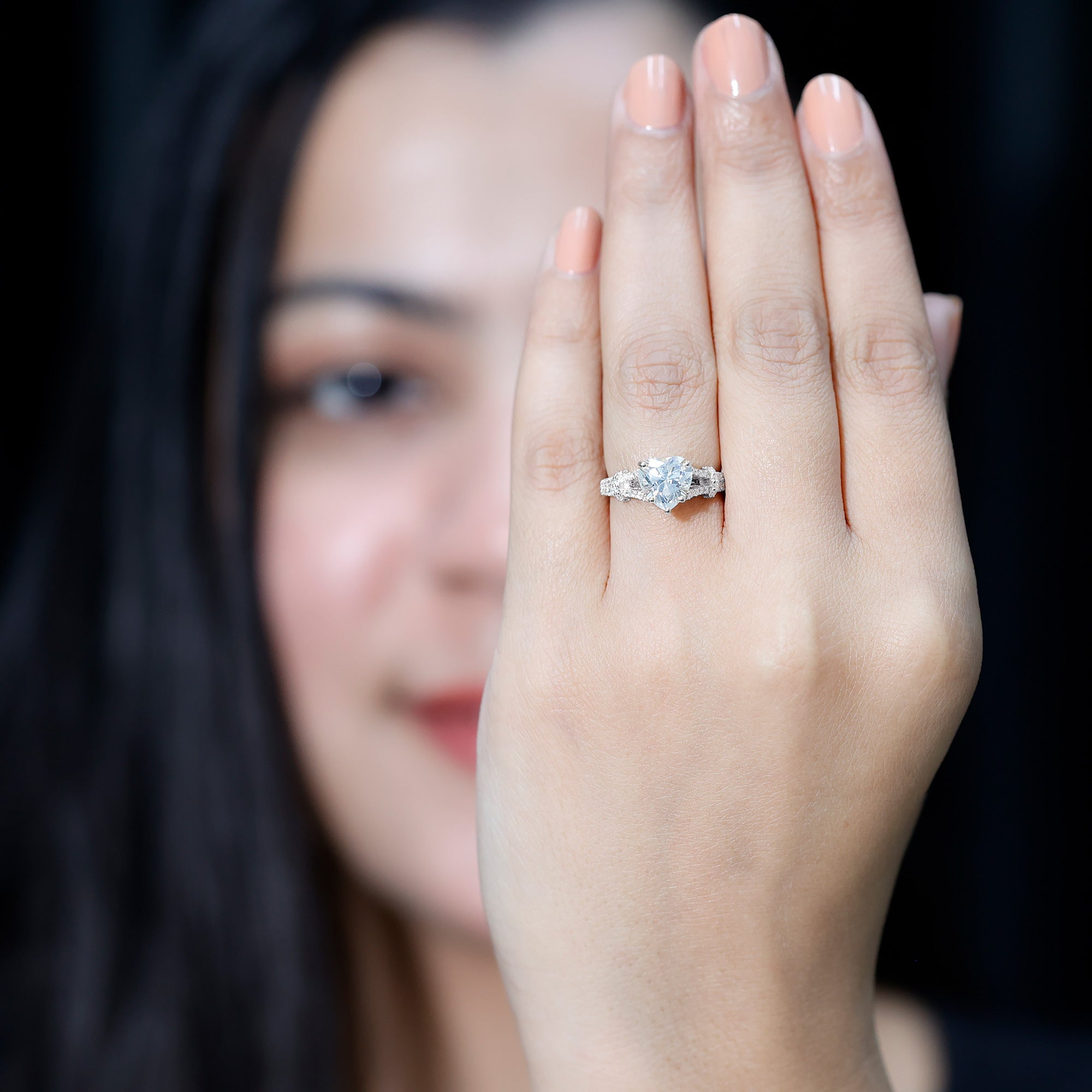Rosec Jewels-2 Carat Heart Lab Grown Diamond Split Shank Engagement Ring with IGI Certificate