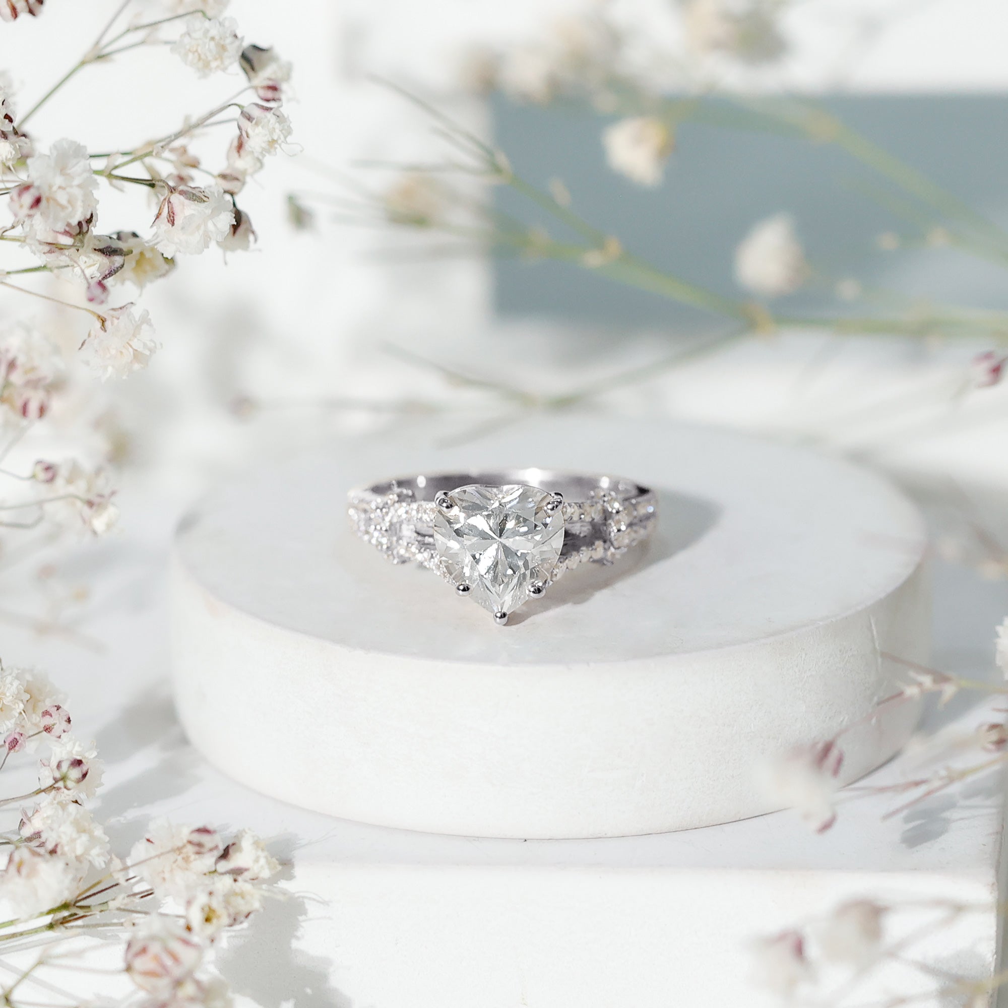 2 Carat Heart Lab Grown Diamond Split Shank Engagement Ring with IGI Certificate Lab - ( E-VS1 ) - Rosec Jewels