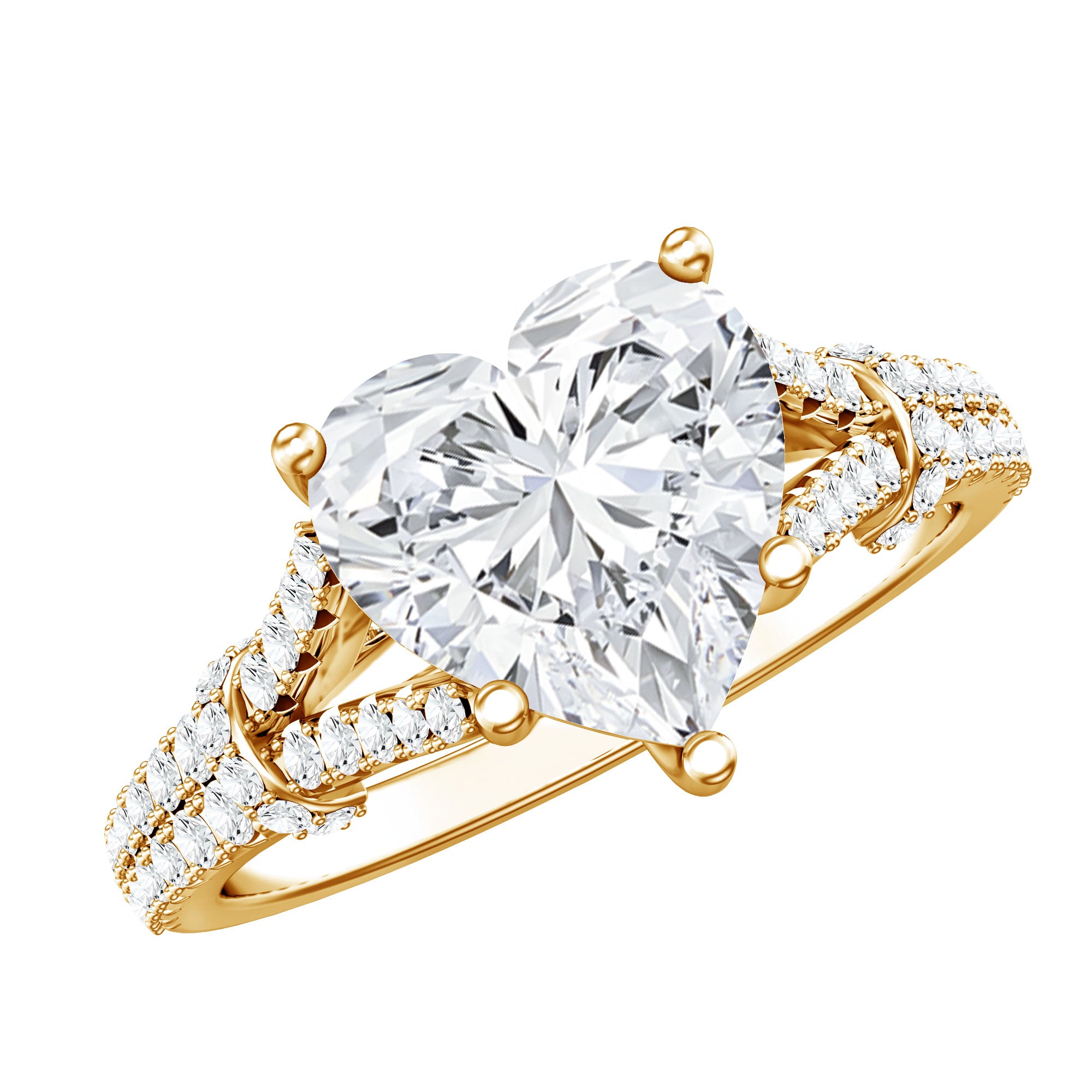 2 Carat Heart Lab Grown Diamond Split Shank Engagement Ring with IGI Certificate Lab - ( E-VS1 ) - Rosec Jewels