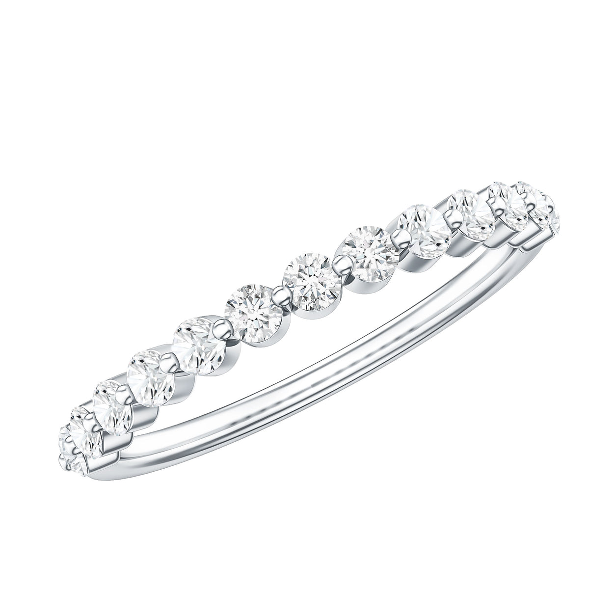 Natural Diamond Half Eternity Stackable Ring Natural - ( HI-SI ) - Rosec Jewels