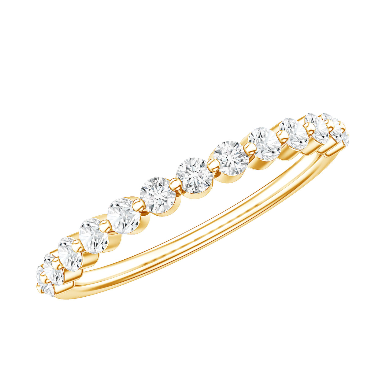 Natural Diamond Half Eternity Stackable Ring Natural - ( HI-SI ) - Rosec Jewels