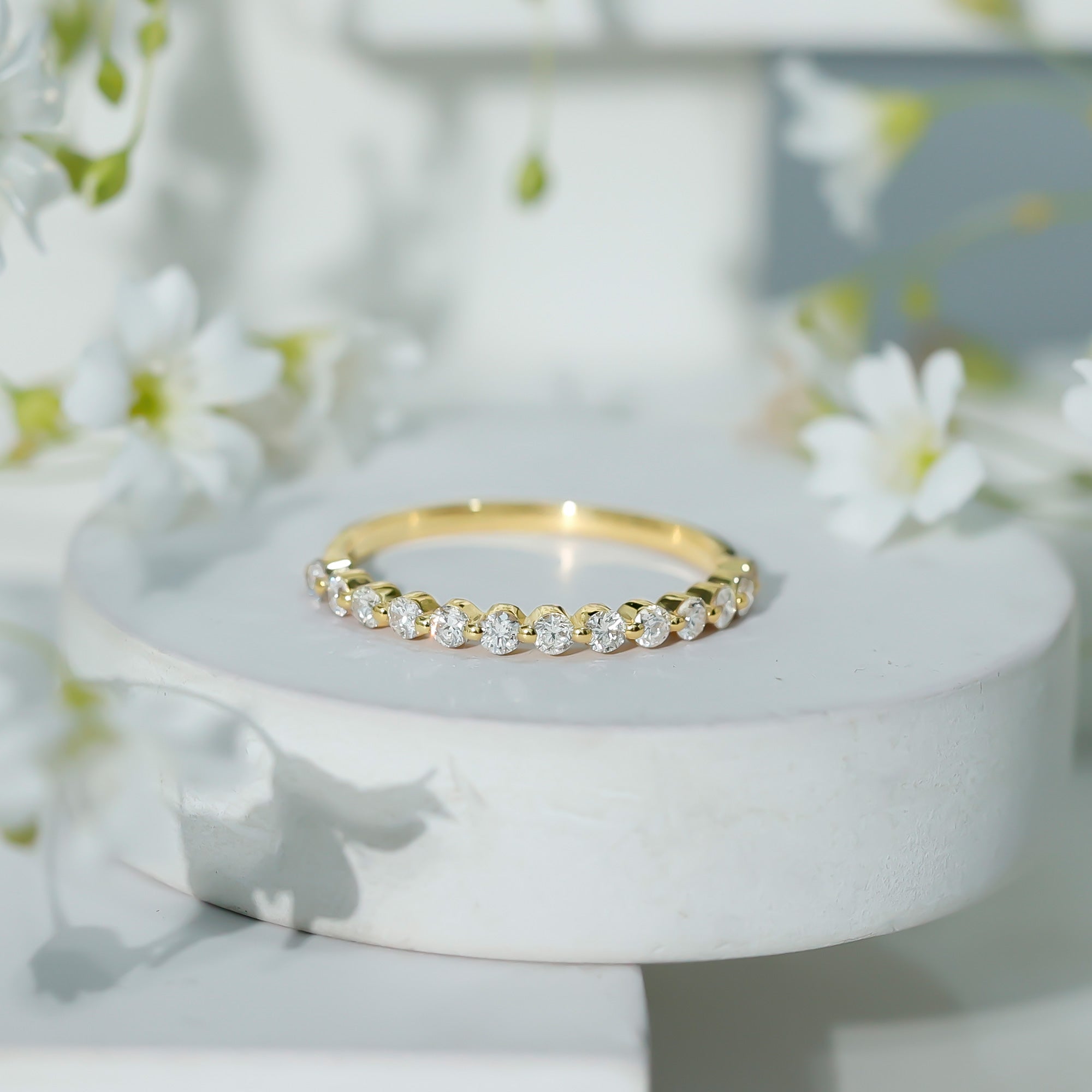 Natural Diamond Half Eternity Stackable Ring Natural - ( HI-SI ) - Rosec Jewels