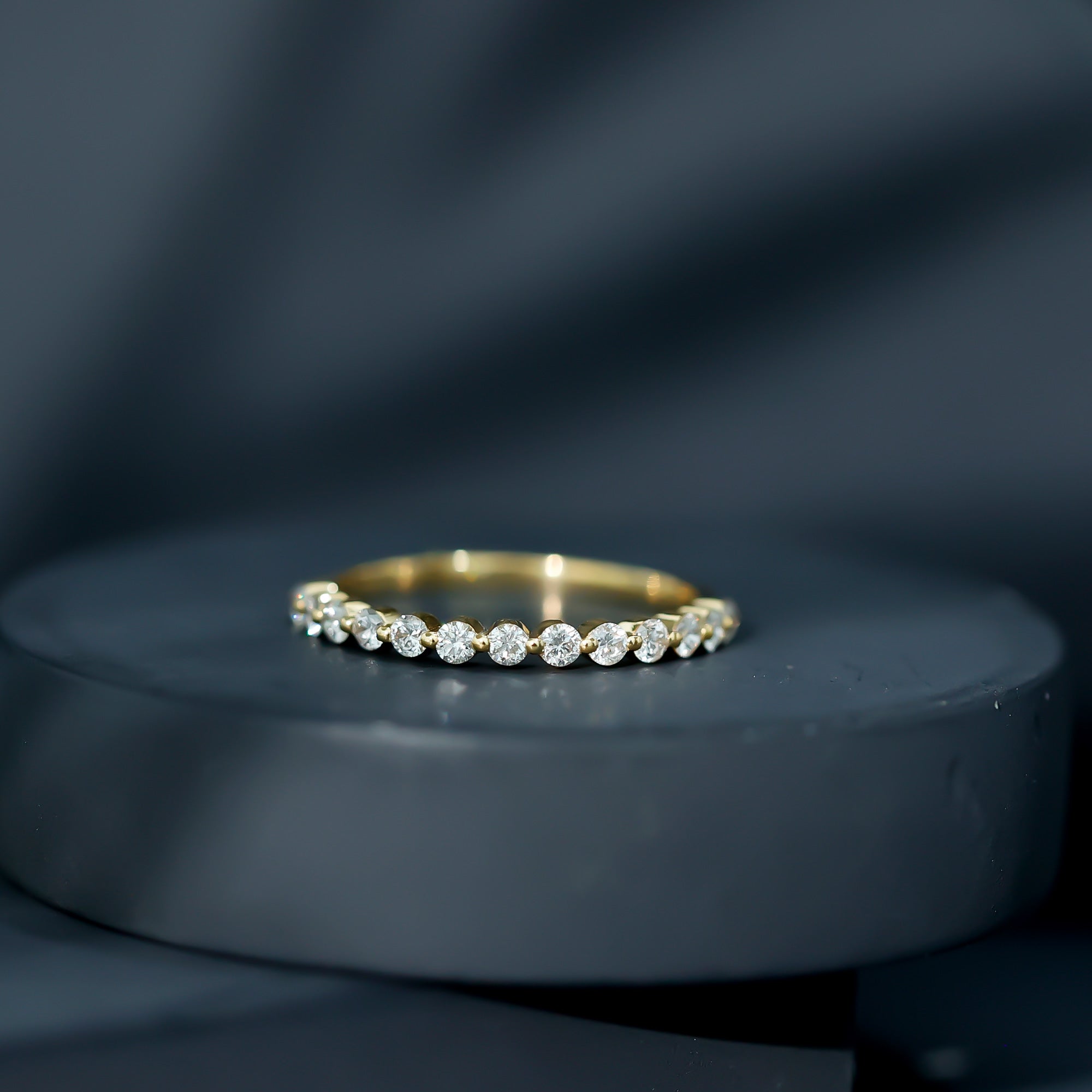 Natural Diamond Half Eternity Stackable Ring Natural - ( HI-SI ) - Rosec Jewels