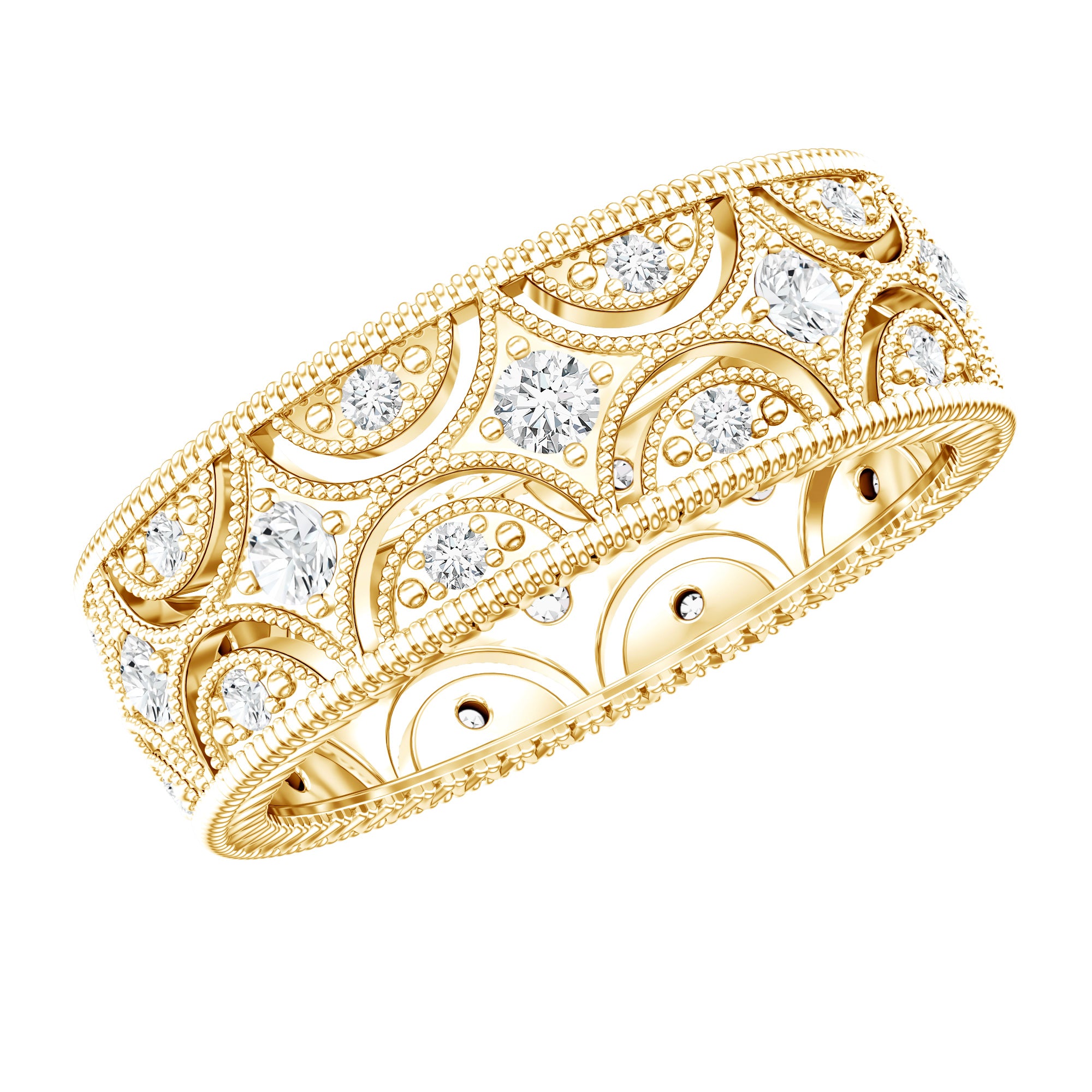 Designer Moissanite Wedding Band Ring D-VS1 - Rosec Jewels