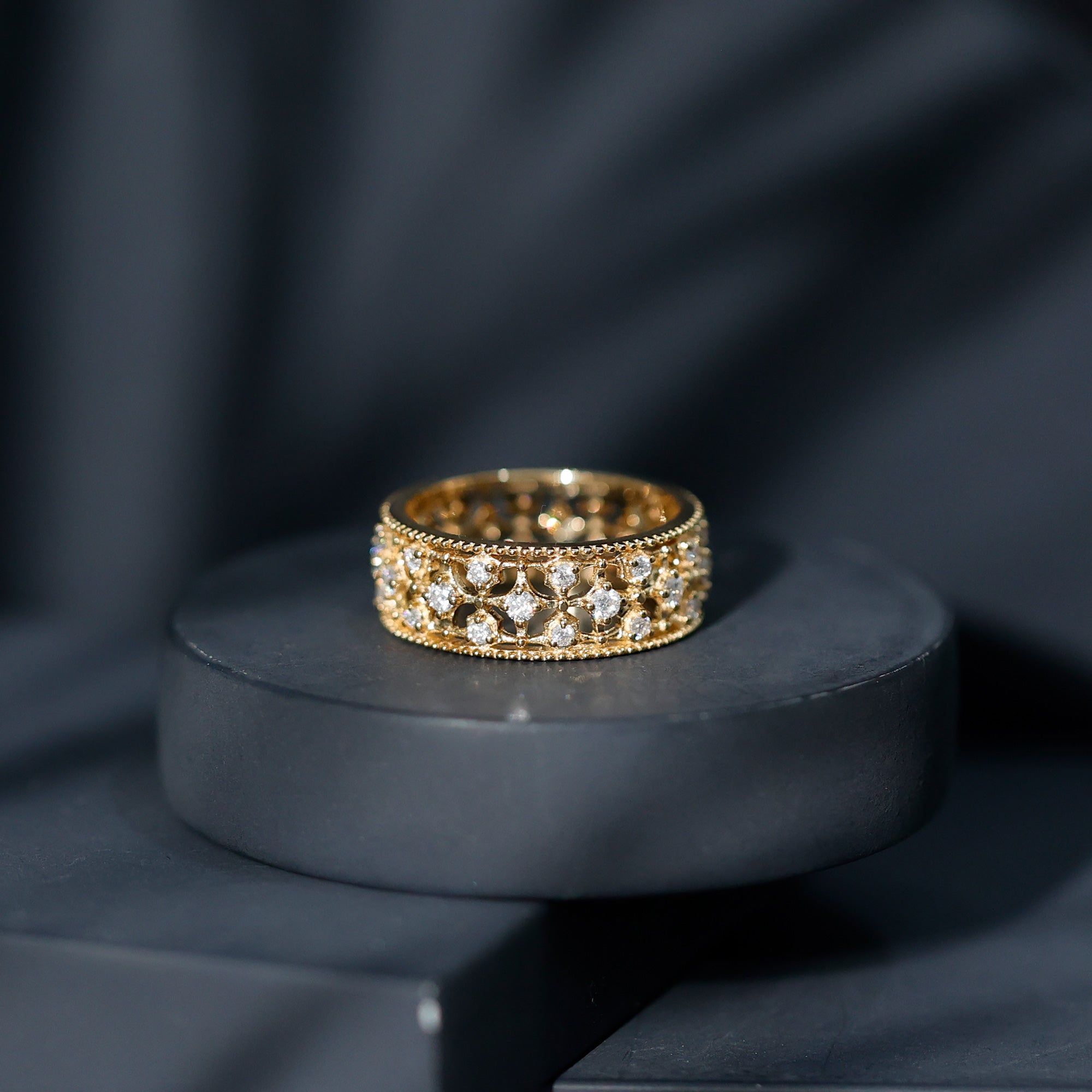 Designer Moissanite Wedding Band Ring D-VS1 - Rosec Jewels