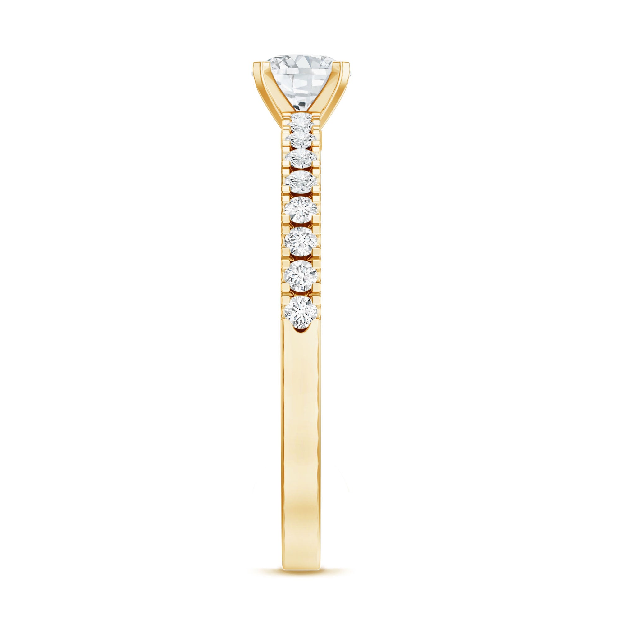 Moissanite Minimal Engagement Ring with Side Stone D-VS1 - Rosec Jewels