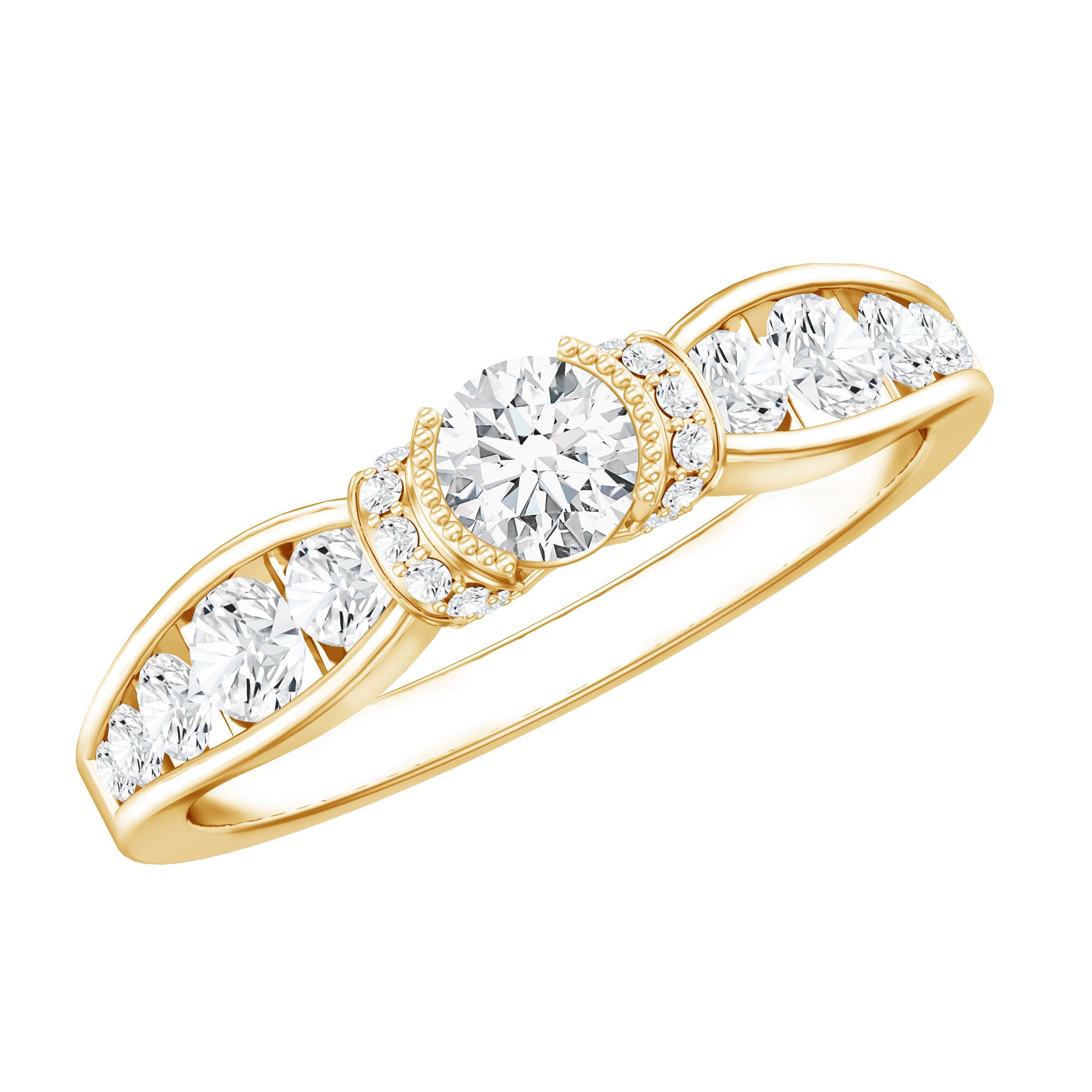 Vintage Style Moissanite Engagement Ring for Women D-VS1 - Rosec Jewels