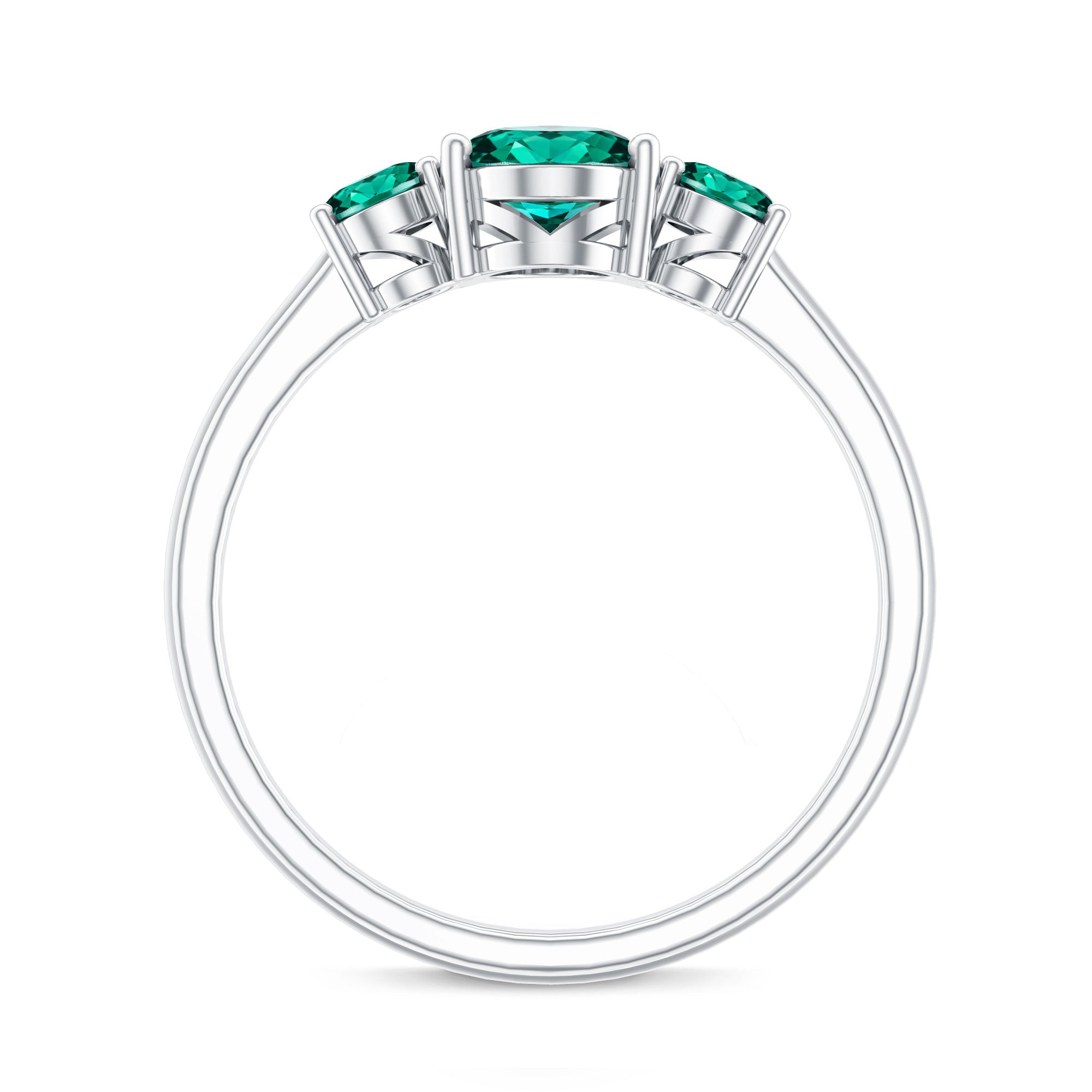 AAAA Quality Oval Cut Lab Created Emerald Three Stone Ring for Women AAAA - Rosec Jewels