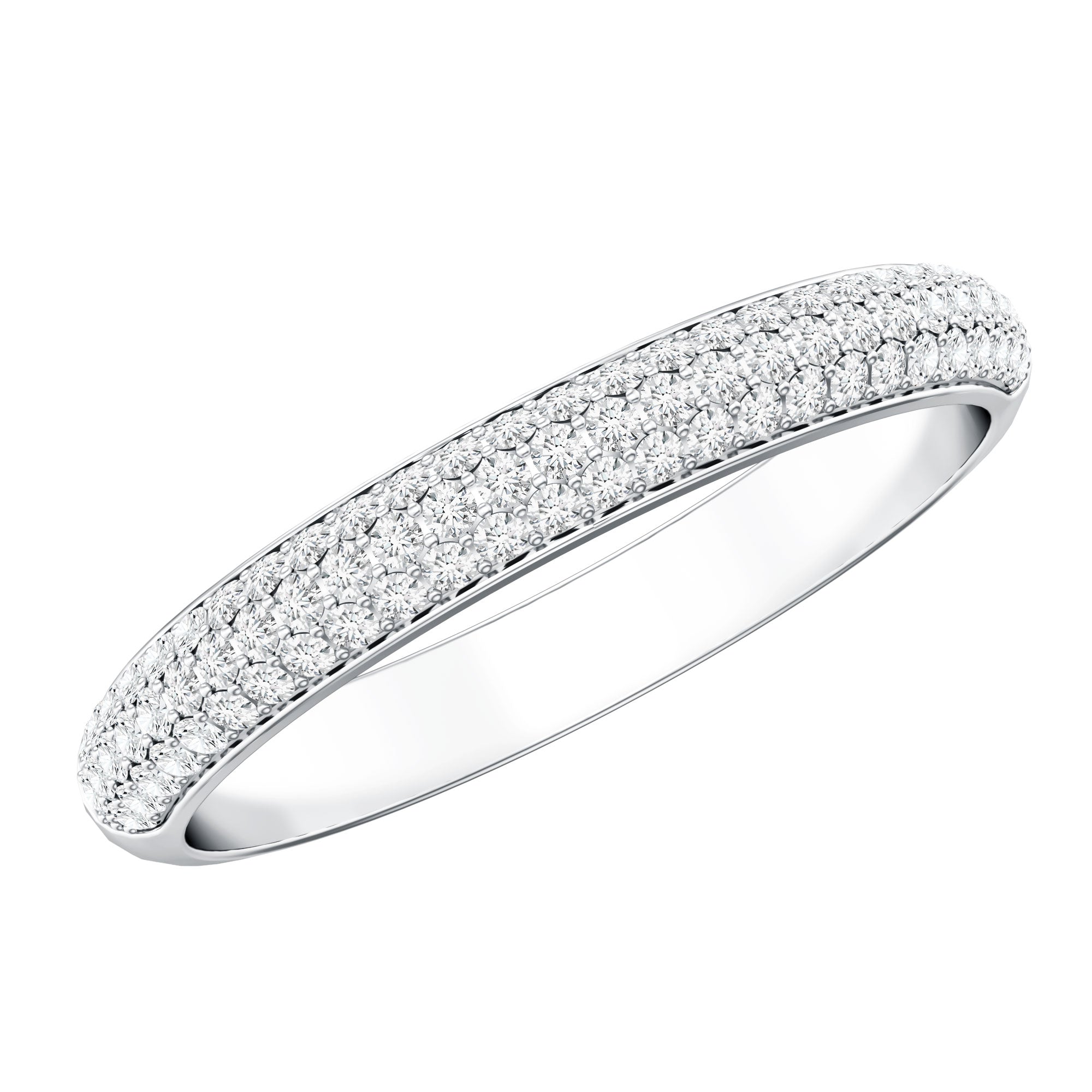 Brilliant Cut Round Moissanite Band Ring For Women D-VS1 - Rosec Jewels