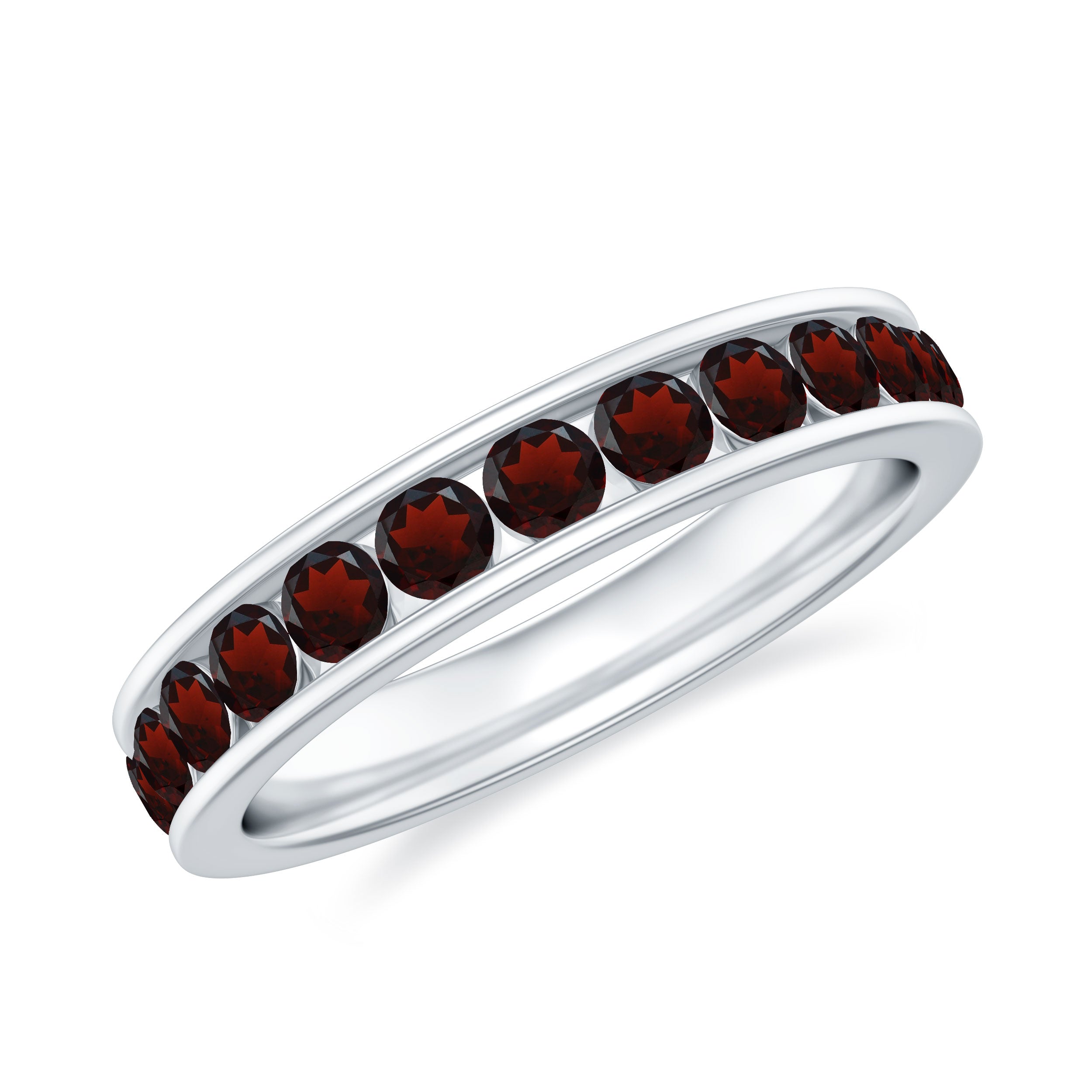 Certified Real Garnet Eternity Ring for Anniversary