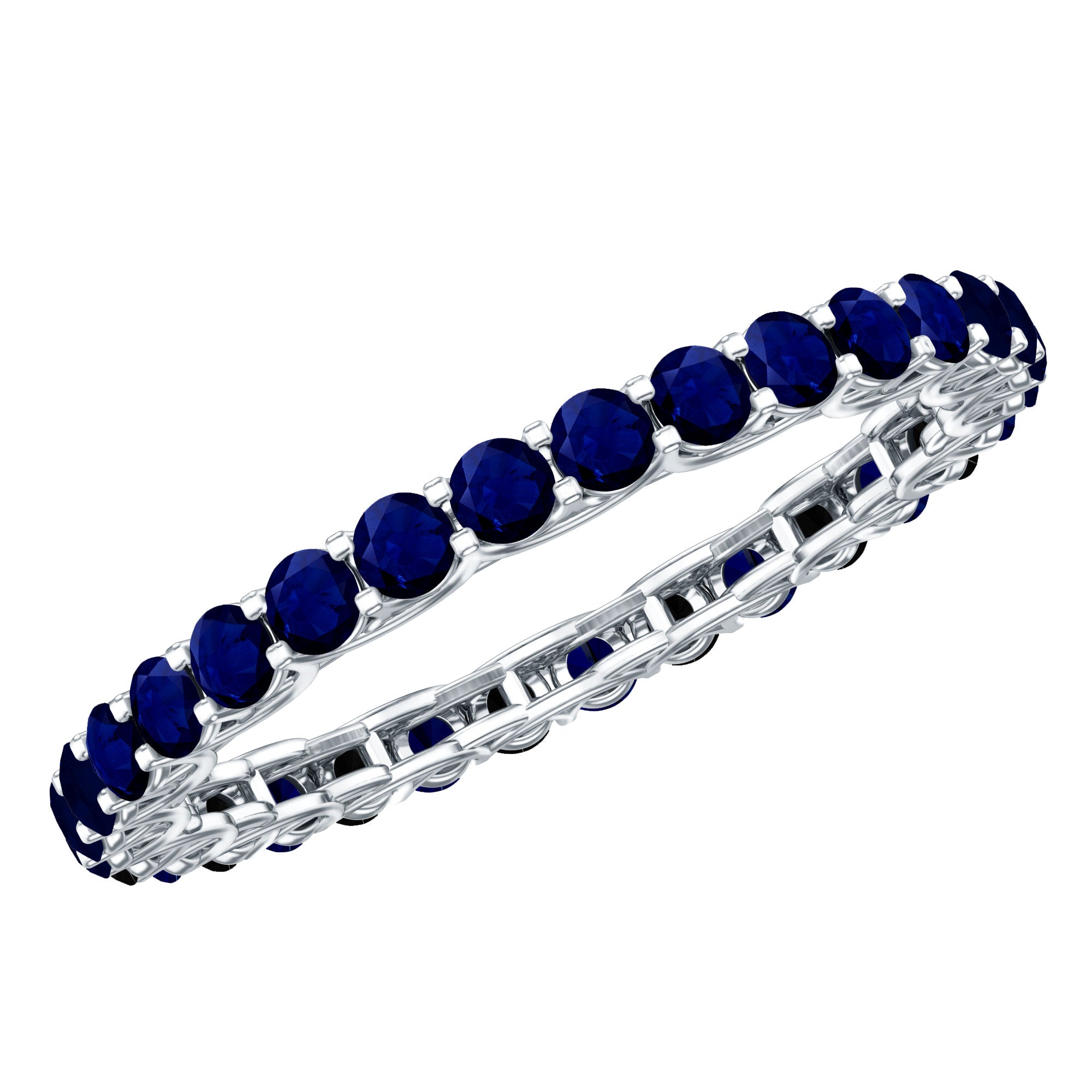 Real Blue Sapphire Full Eternity Ring for Women AAA - Rosec Jewels