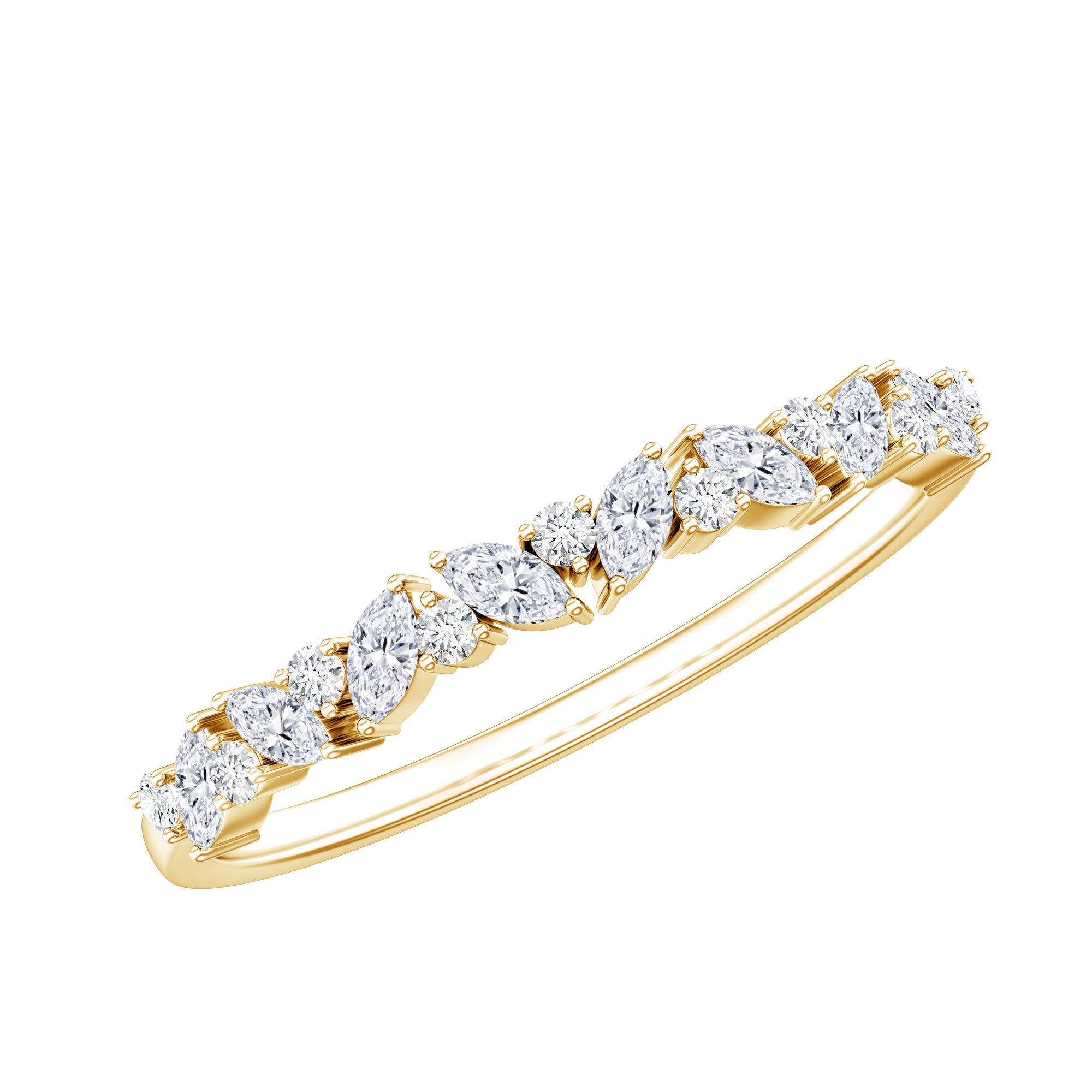 Certified Diamond Stackable Band Ring Natural - ( HI-SI ) - Rosec Jewels