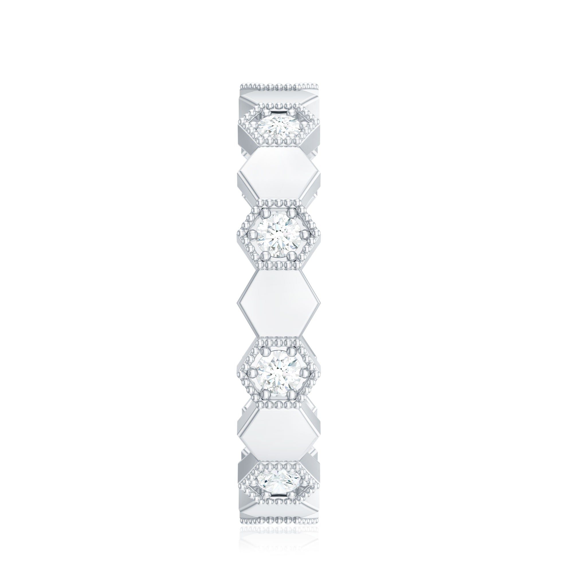 Certified Diamond Geometric Band Ring Natural - ( HI-SI ) - Rosec Jewels