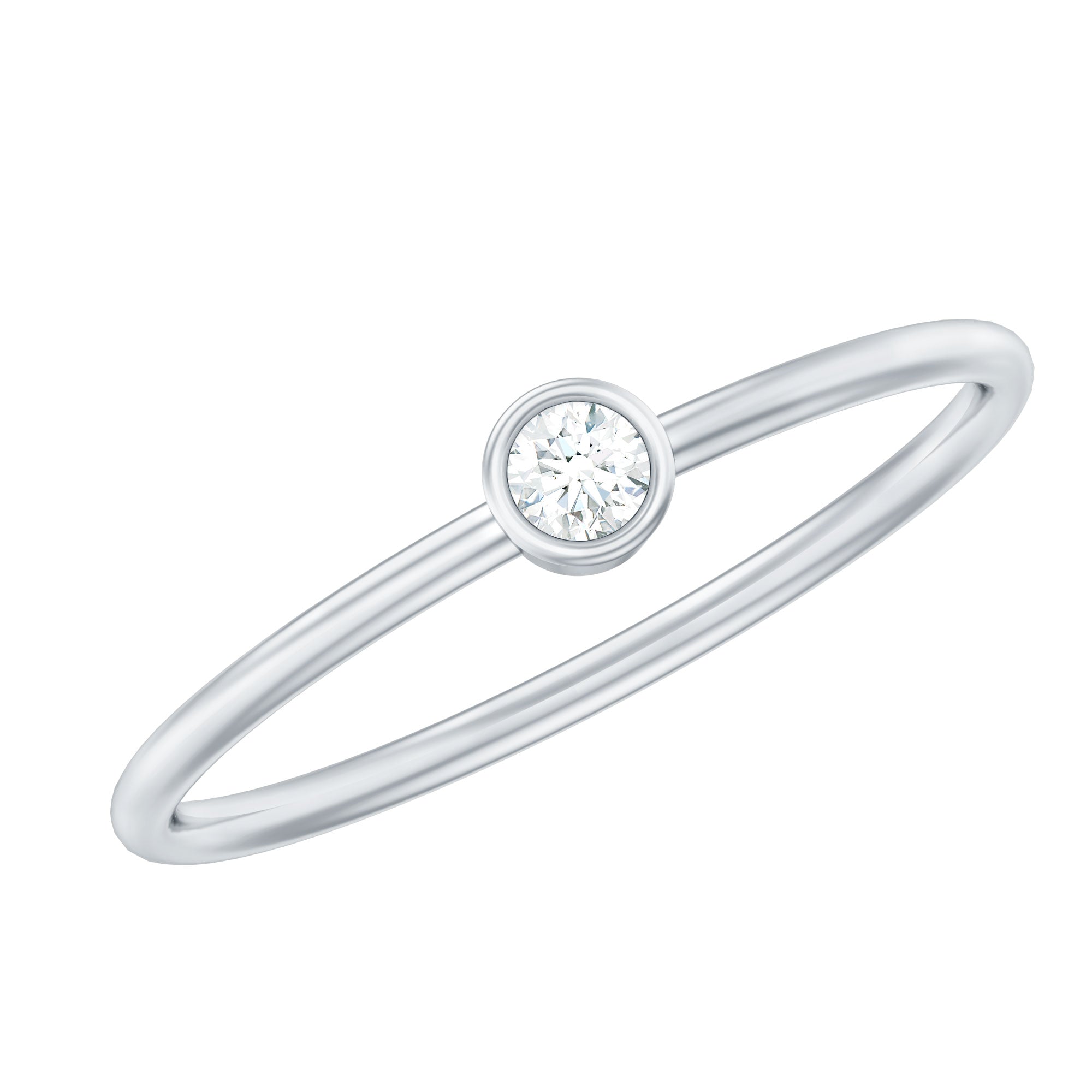 Natural Diamond Dainty Promise Ring in Bezel Setting Natural - ( HI-SI ) - Rosec Jewels