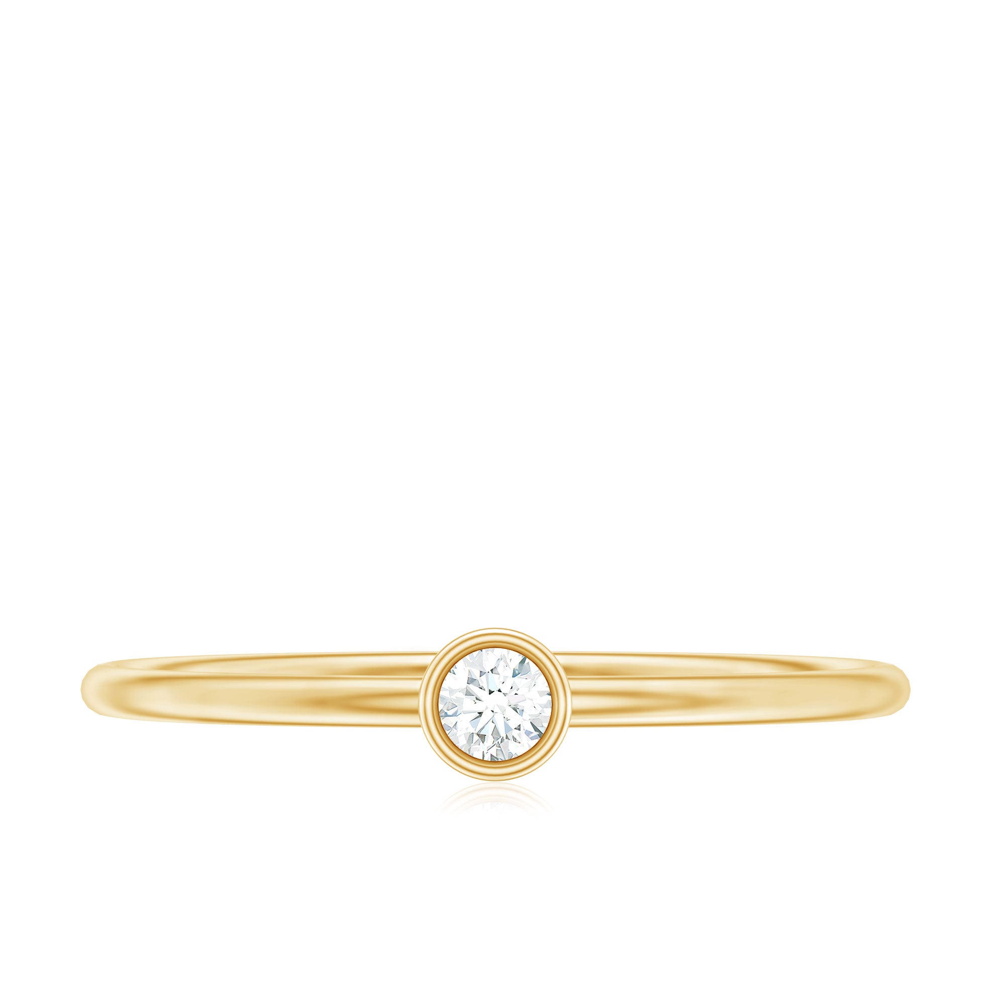 Natural Diamond Dainty Promise Ring in Bezel Setting Natural - ( HI-SI ) - Rosec Jewels