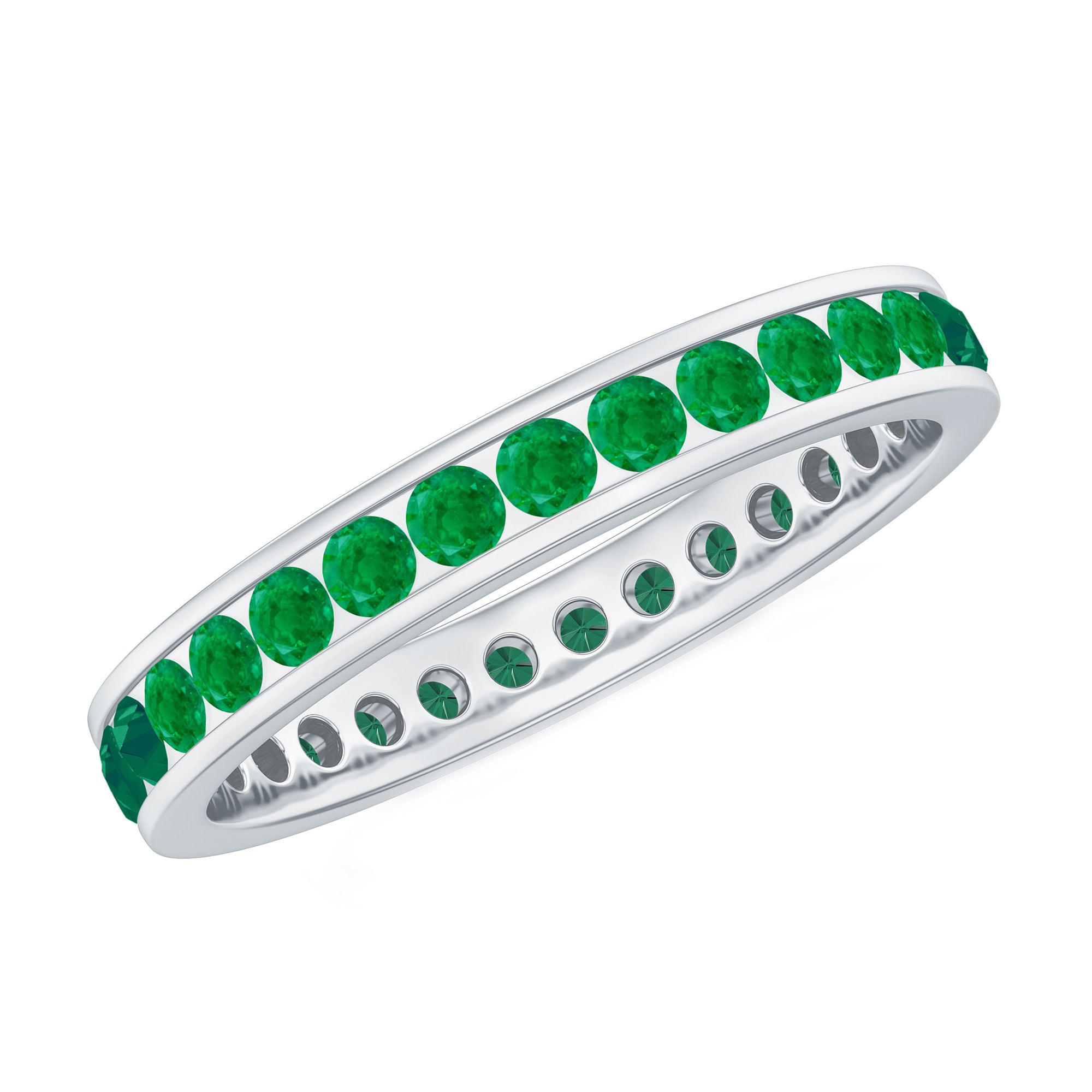Channel Set Emerald Full Eternity Band Ring for Women