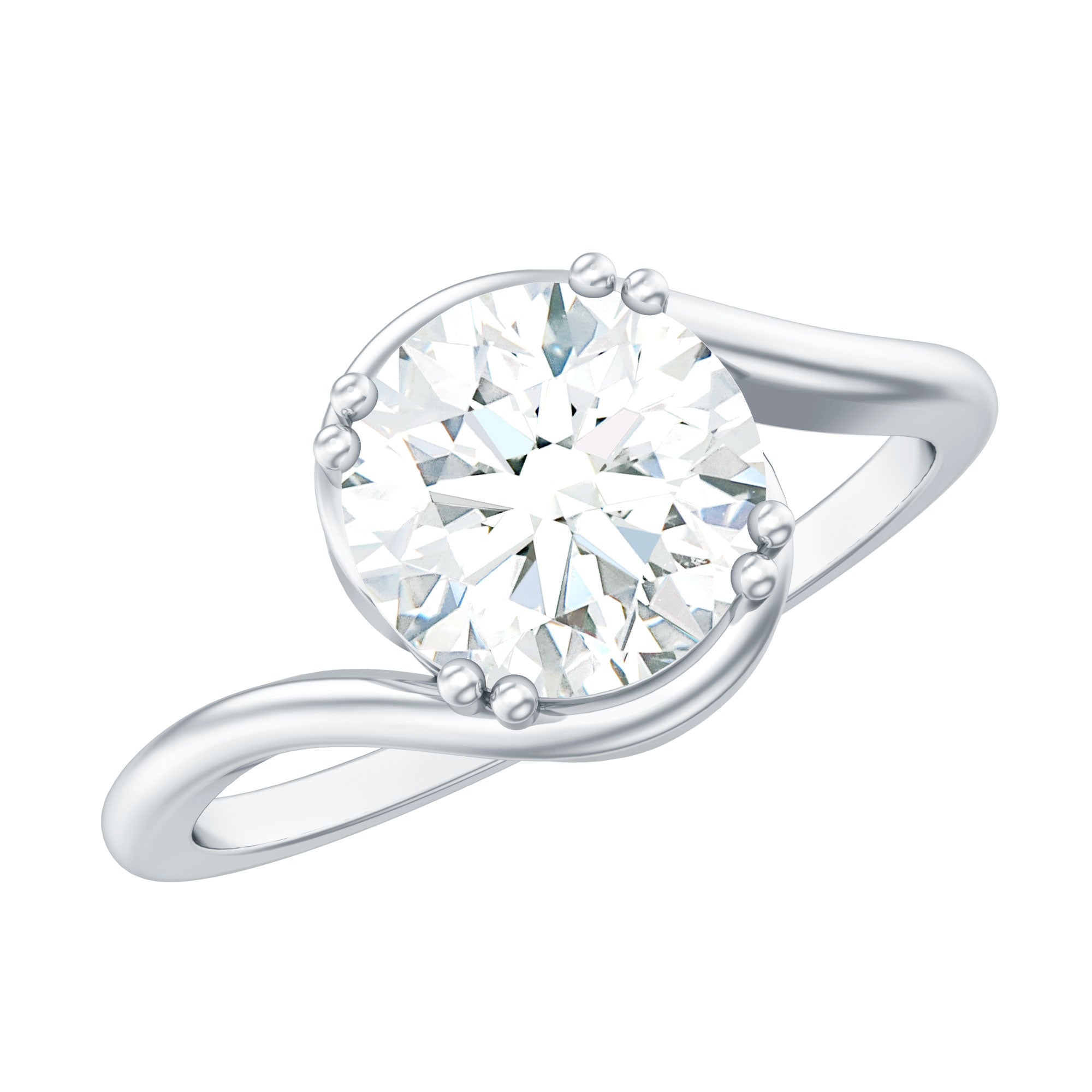 2 CT Round Moissanite Bypass Engagement Ring in Gold