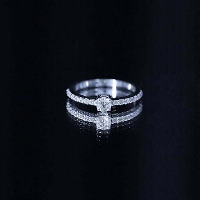 Round Diamond Solitaire Ring with Side Stones Natural - ( HI-SI ) - Rosec Jewels