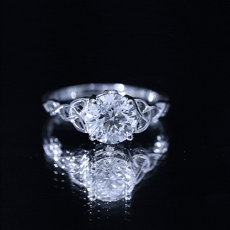 Certified Solitaire Moissanite Celtic Design Engagement Ring D-VS1 - Rosec Jewels