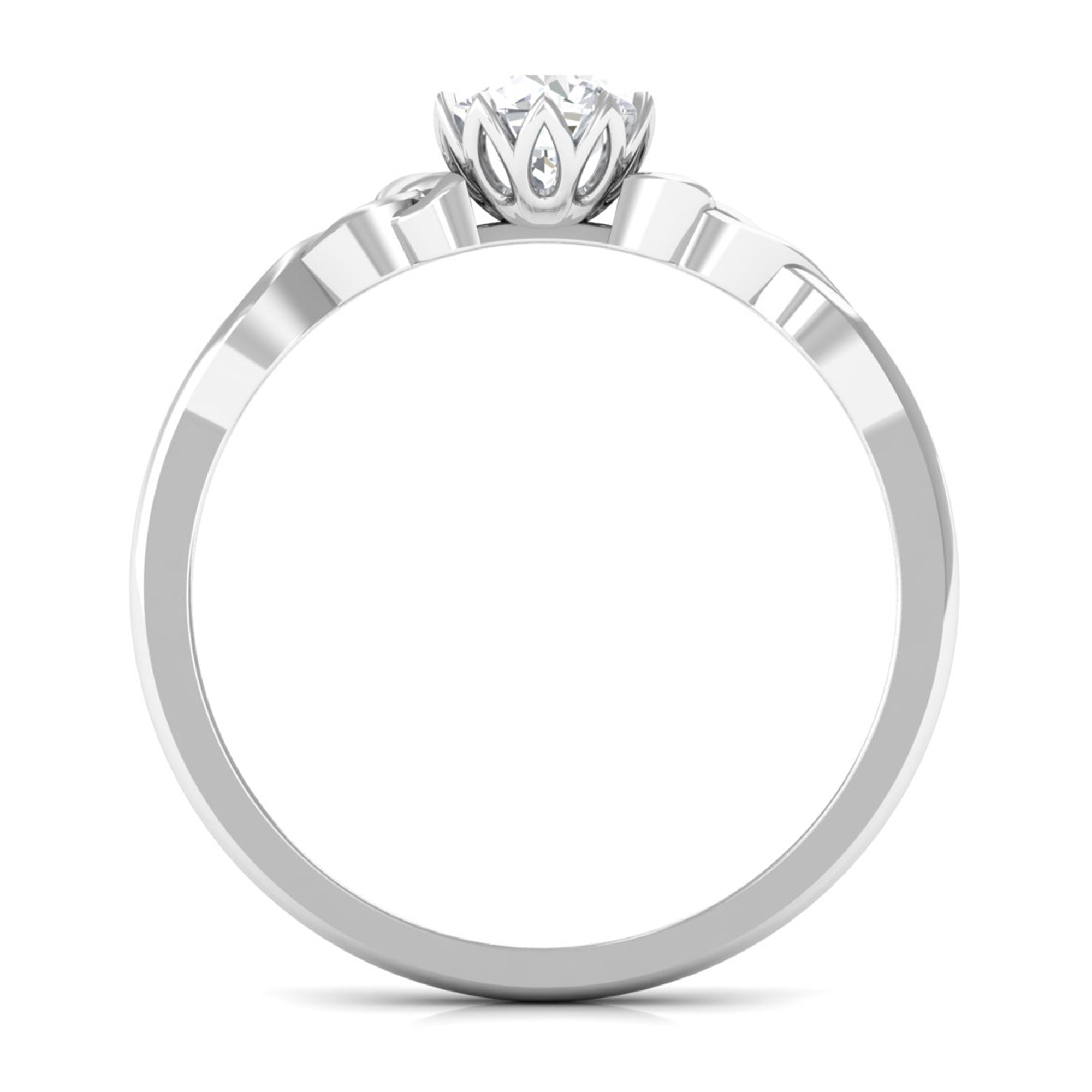 Cubic Zirconia Solitaire Celtic Knot Ring in Floral Setting AAAA - Rosec Jewels