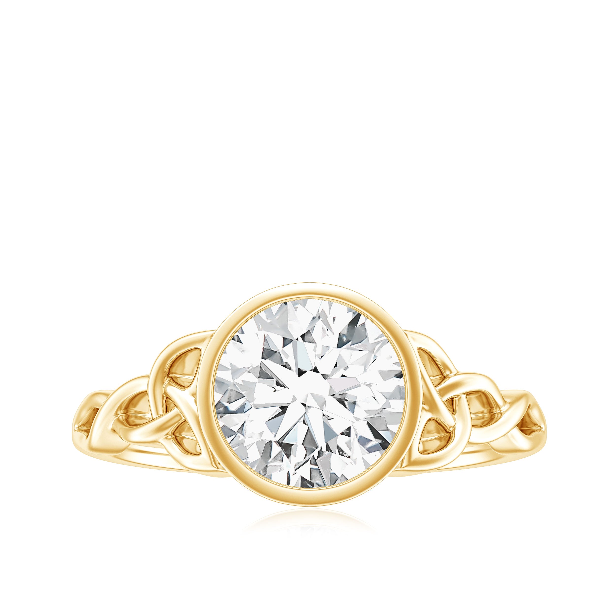 Solitaire Moissanite Celtic Knot Engagement Ring in Bezel Setting D-VS1 - Rosec Jewels