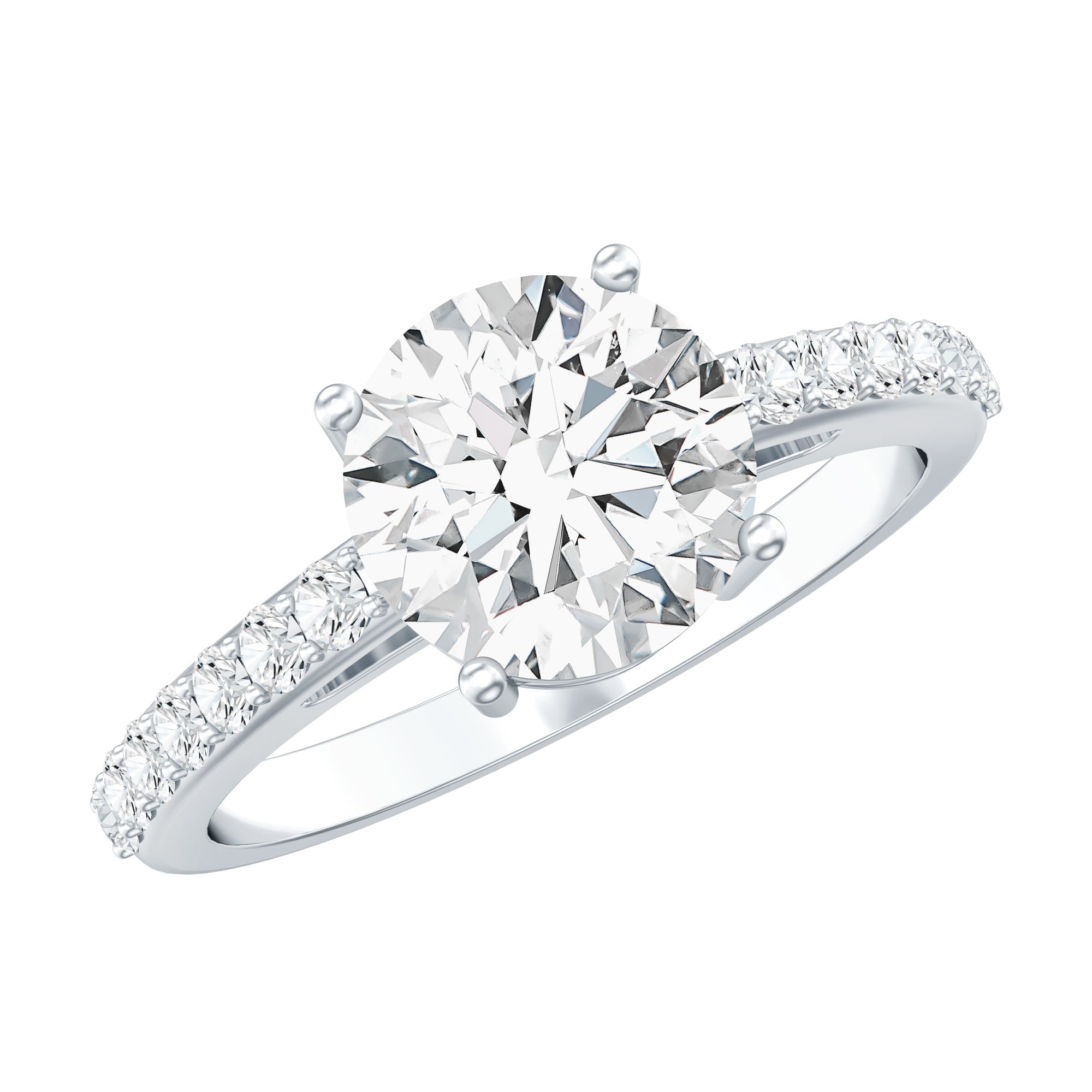 2 Carat Round Shape Moissanite Solitaire Engagement Ring with Certificate D-VS1 - Rosec Jewels