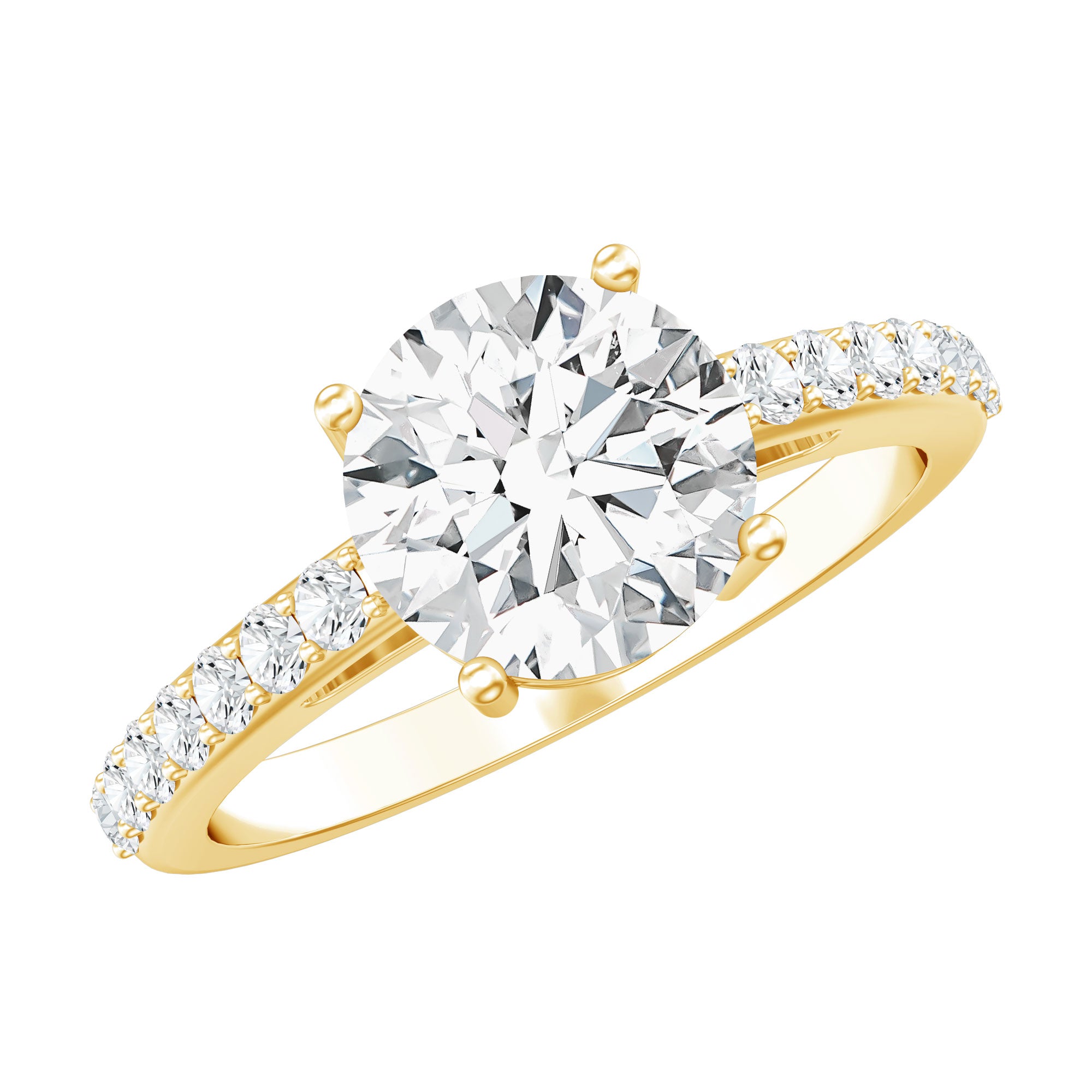2 Carat Round Shape Moissanite Solitaire Engagement Ring with Certificate D-VS1 - Rosec Jewels