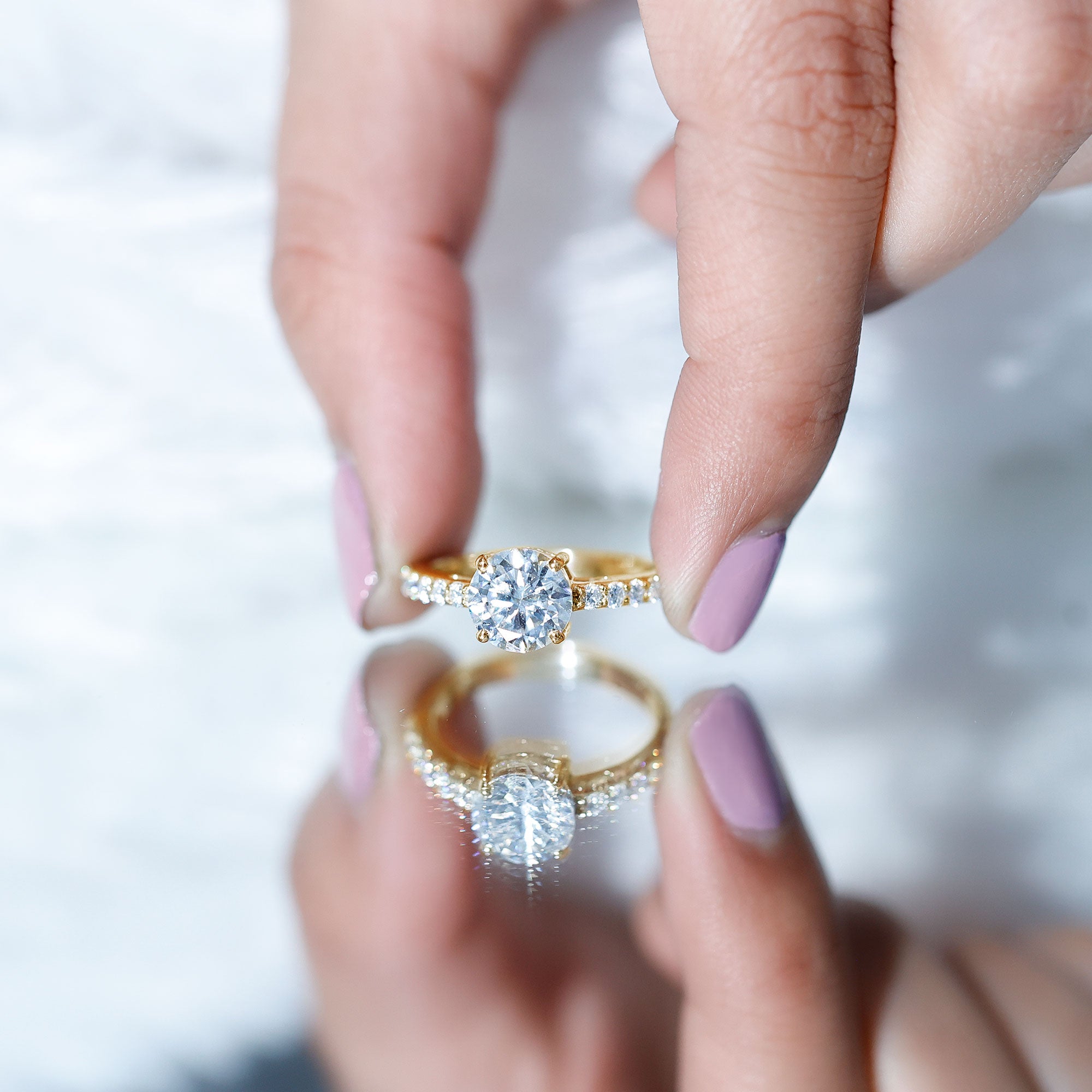 2 Carat Round Shape Moissanite Solitaire Engagement Ring with Certificate D-VS1 - Rosec Jewels