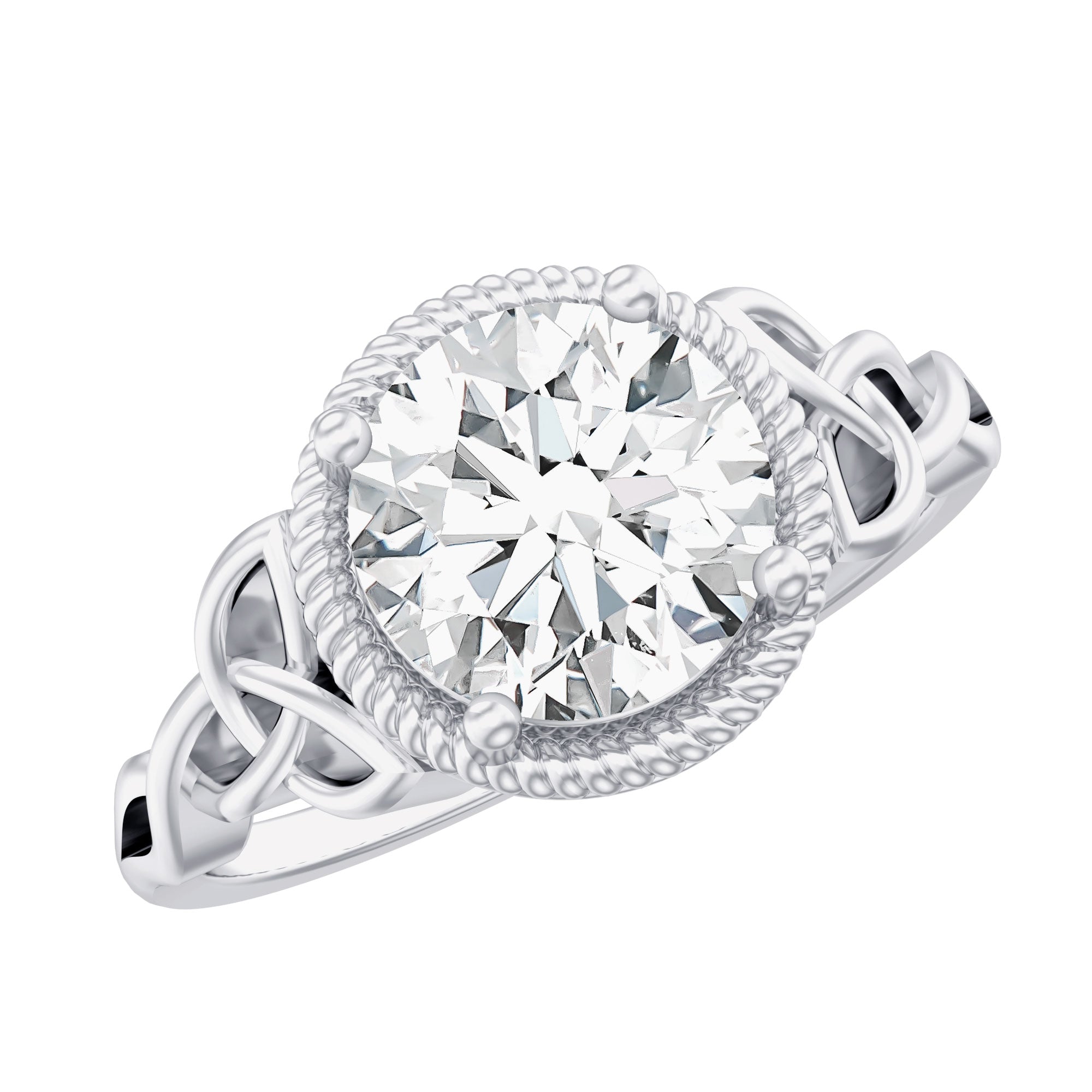Brilliant Cut Moissanite Engagement Ring with Rope Frame