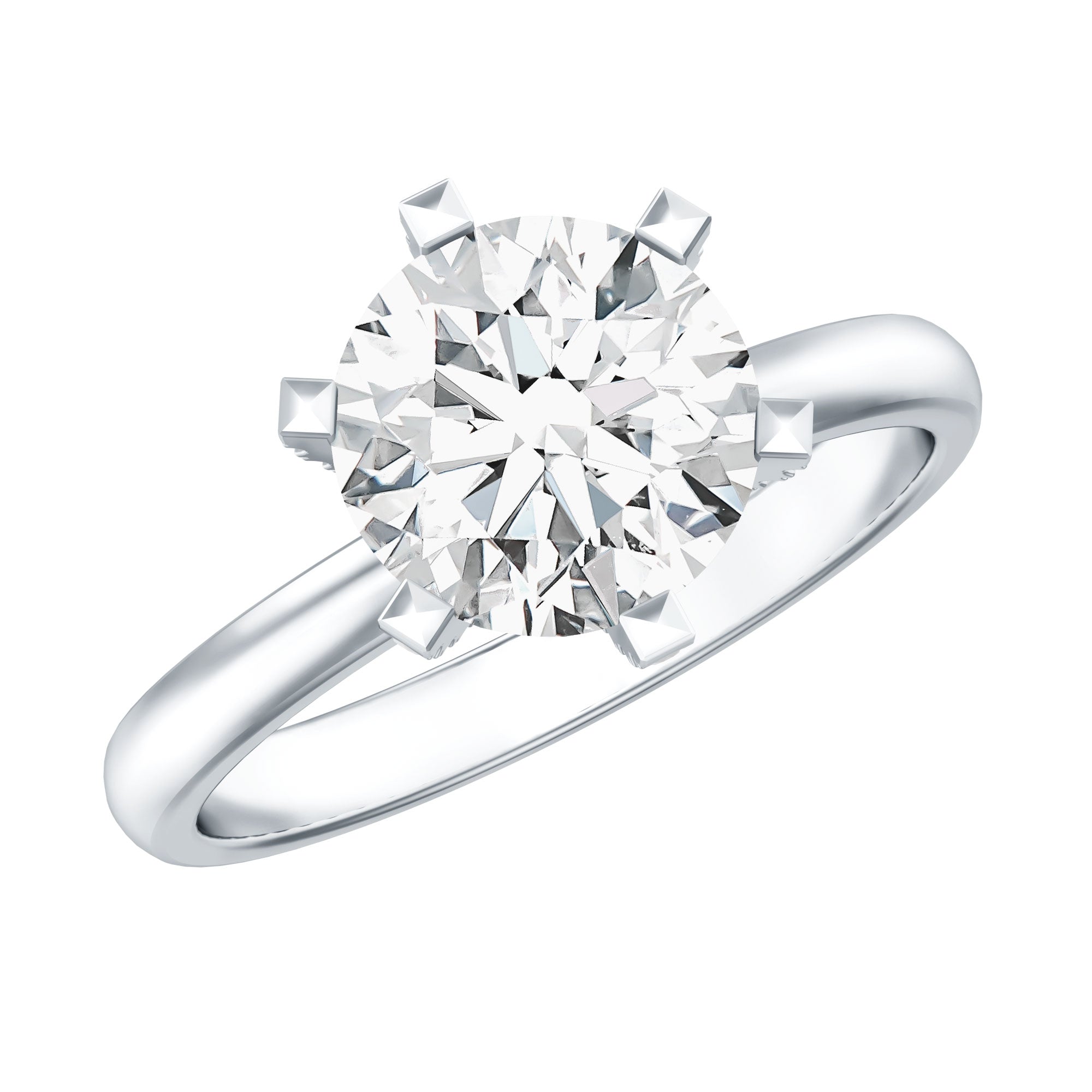 8 MM Round Brilliant Cut Lab Grown Diamond Engagement Ring Lab - ( EF-VS ) - Rosec Jewels