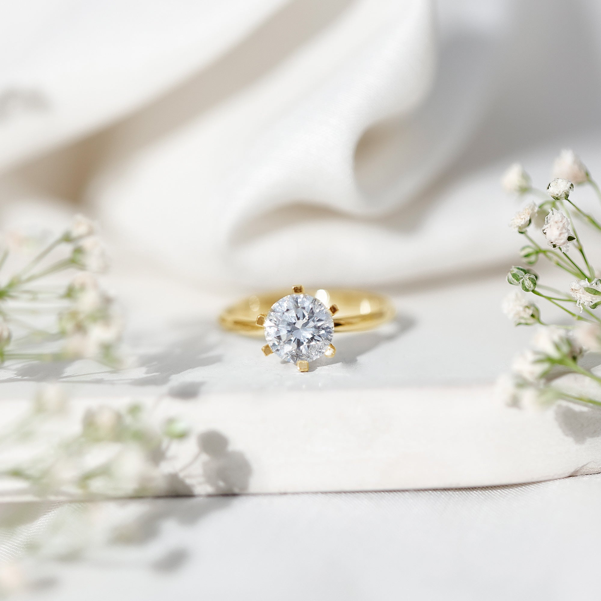 8 MM Round Brilliant Cut Lab Grown Diamond Engagement Ring Lab - ( EF-VS ) - Rosec Jewels