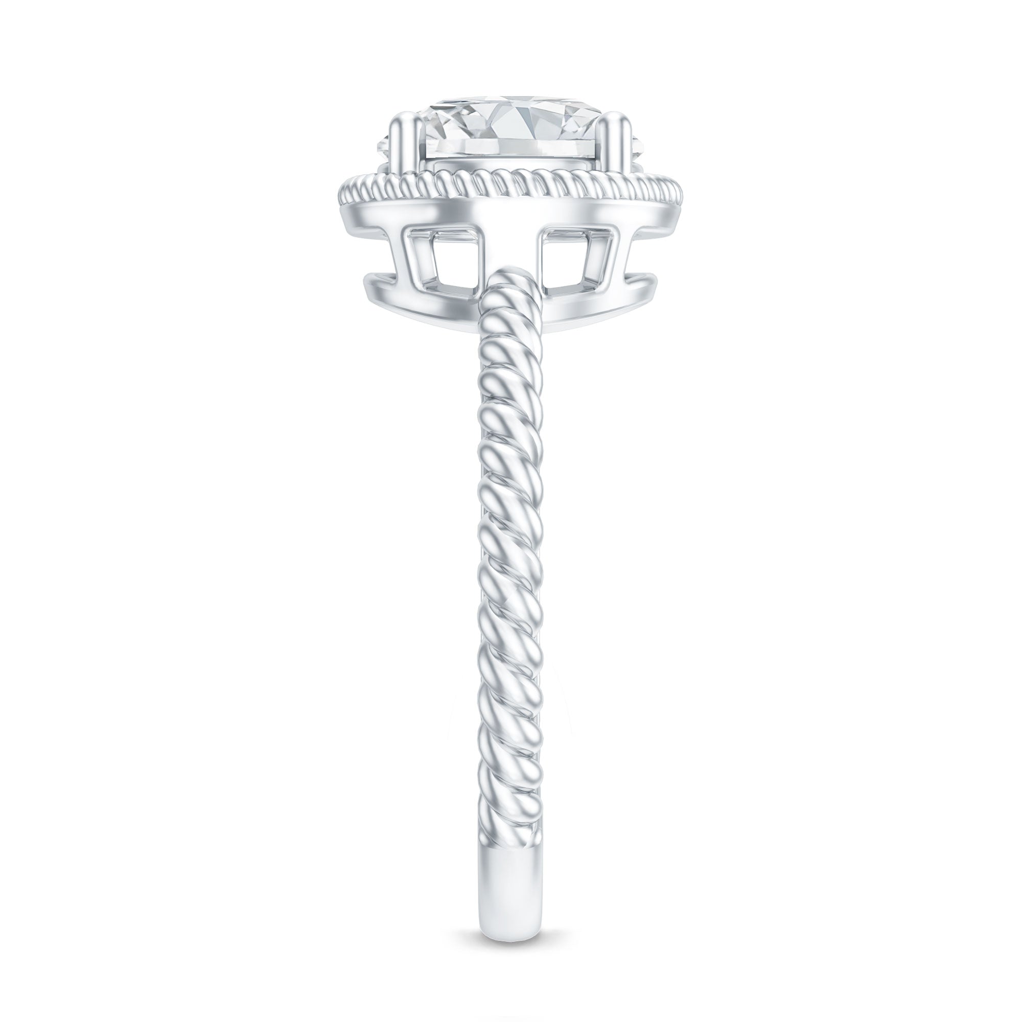 Brilliant Cut 8 MM Moissanite Rope Band Engagement Ring D-VS1 - Rosec Jewels
