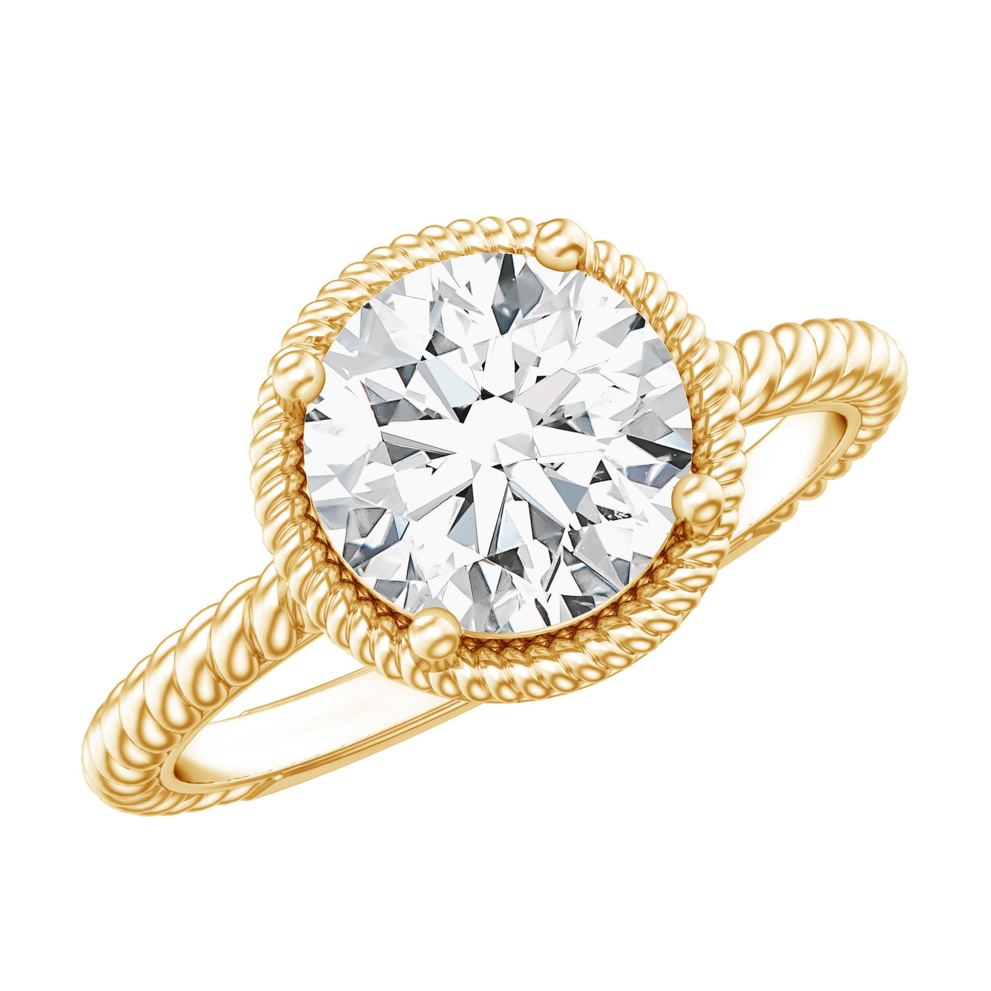 Brilliant Cut 8 MM Moissanite Rope Band Engagement Ring D-VS1 - Rosec Jewels