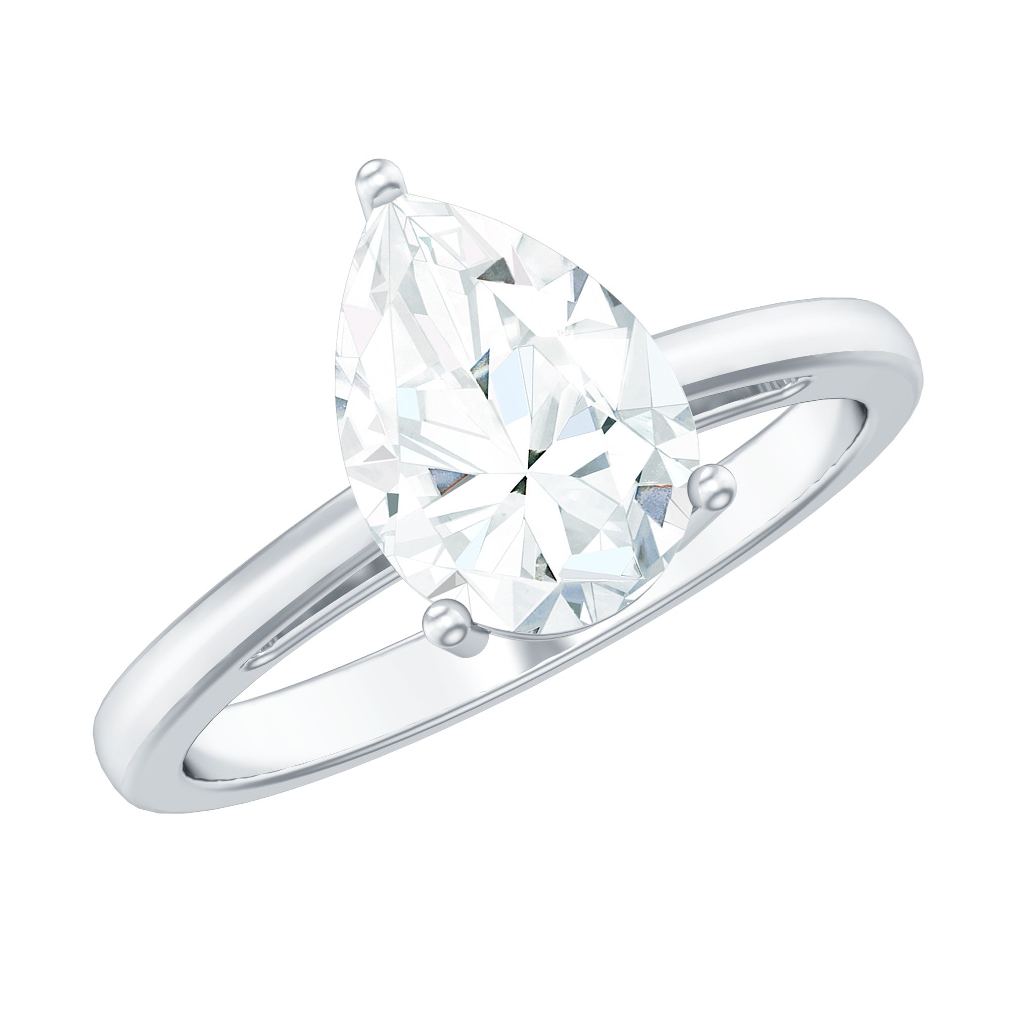 2 CT Moissanite Pear Shaped Engagement Ring for Women D-VS1 - Rosec Jewels