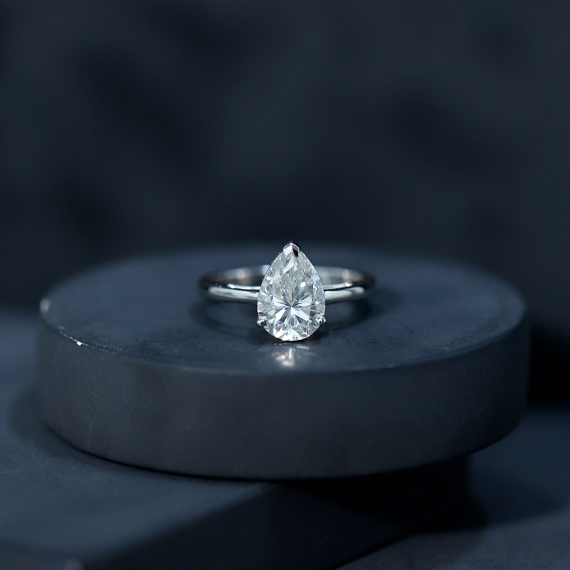 2 CT Moissanite Pear Shaped Engagement Ring for Women D-VS1 - Rosec Jewels
