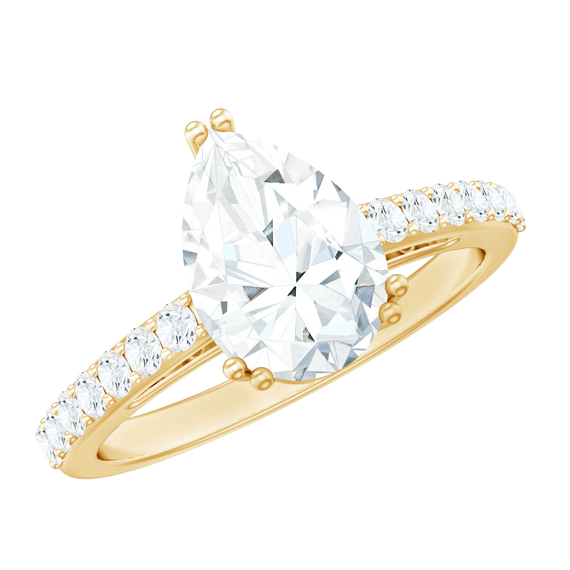 Certified 7X10 MM Moissanite Pear Shaped Engagement Ring D-VS1 - Rosec Jewels